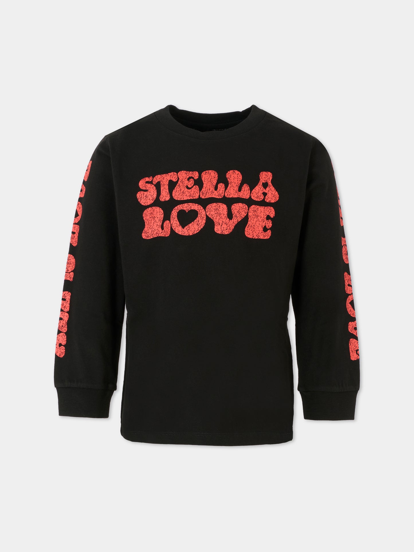 T-shirt nera per bambina con logo e scritta,Stella Mccartney Kids,TX8C20 Z0434 961