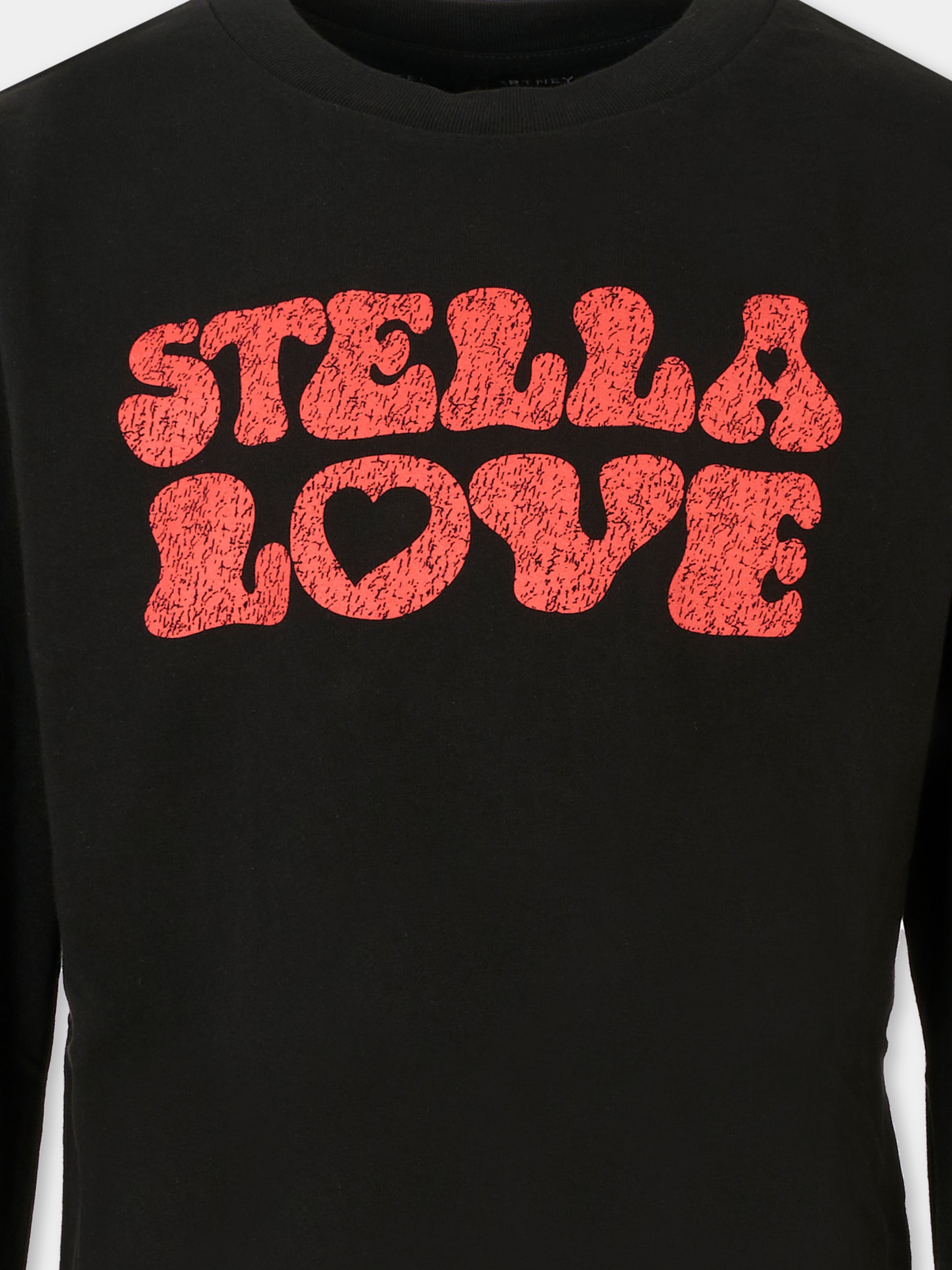 T-shirt nera per bambina con logo e scritta,Stella Mccartney Kids,TX8C20 Z0434 961