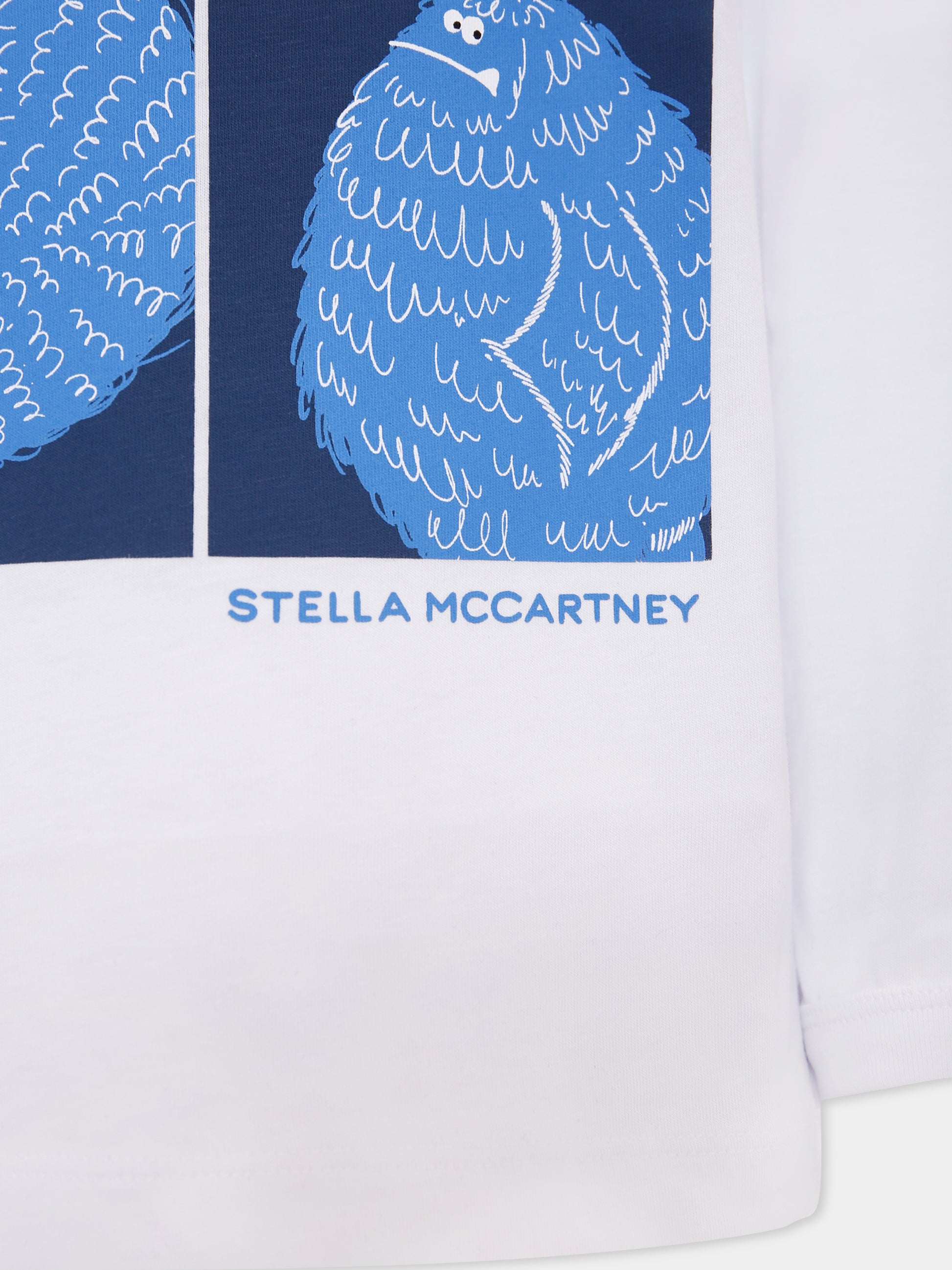 T-shirt bianca per bambino con mostro e logo,Stella Mccartney Kids,TX8Q20 Z0434 100