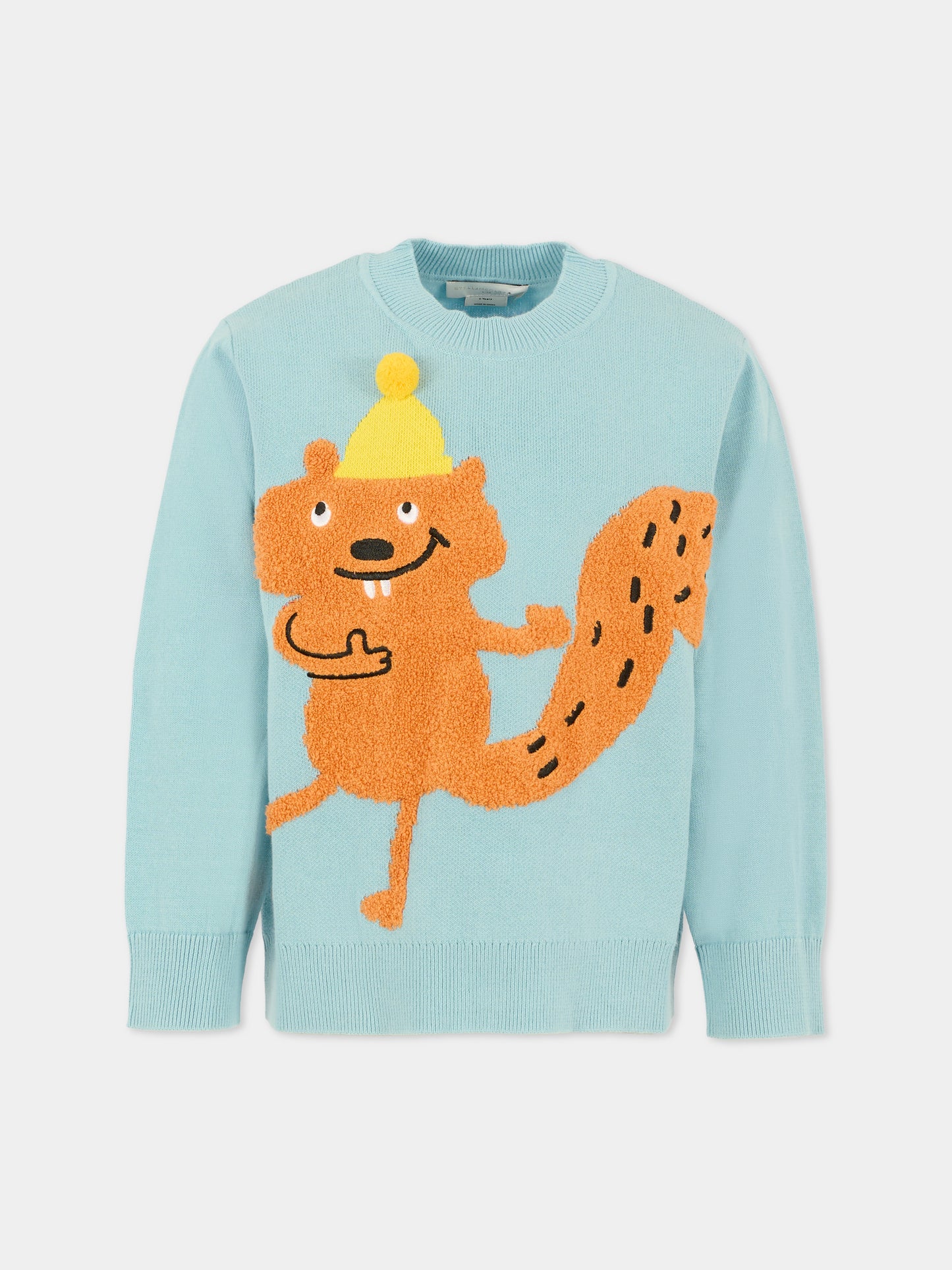 Maglione azzurro per bambino con scoiattolo,Stella Mccartney Kids,TX9P60 Z1876 670