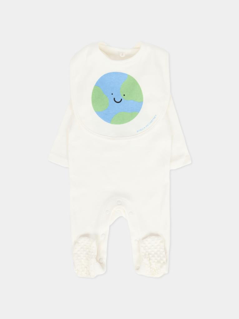 Set tutine avorio per neonati con pianeta terra,Stella Mccartney Kids,TXB560 Z0669 101