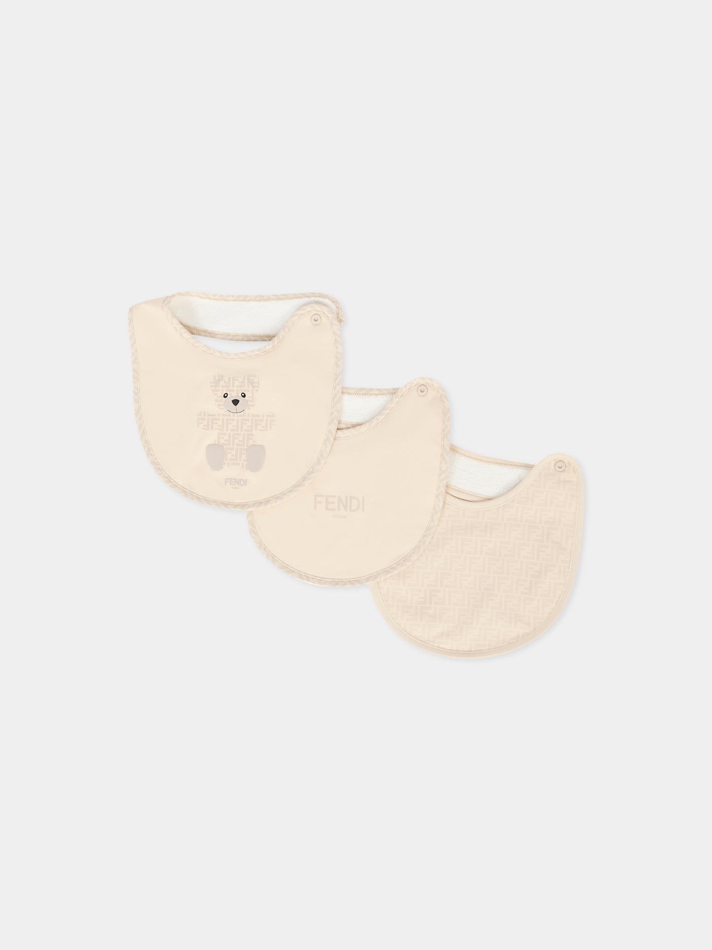 Set beige per neonati con orsetto Fendi,Fendi Kids,BUJ307 ST8 F19J5
