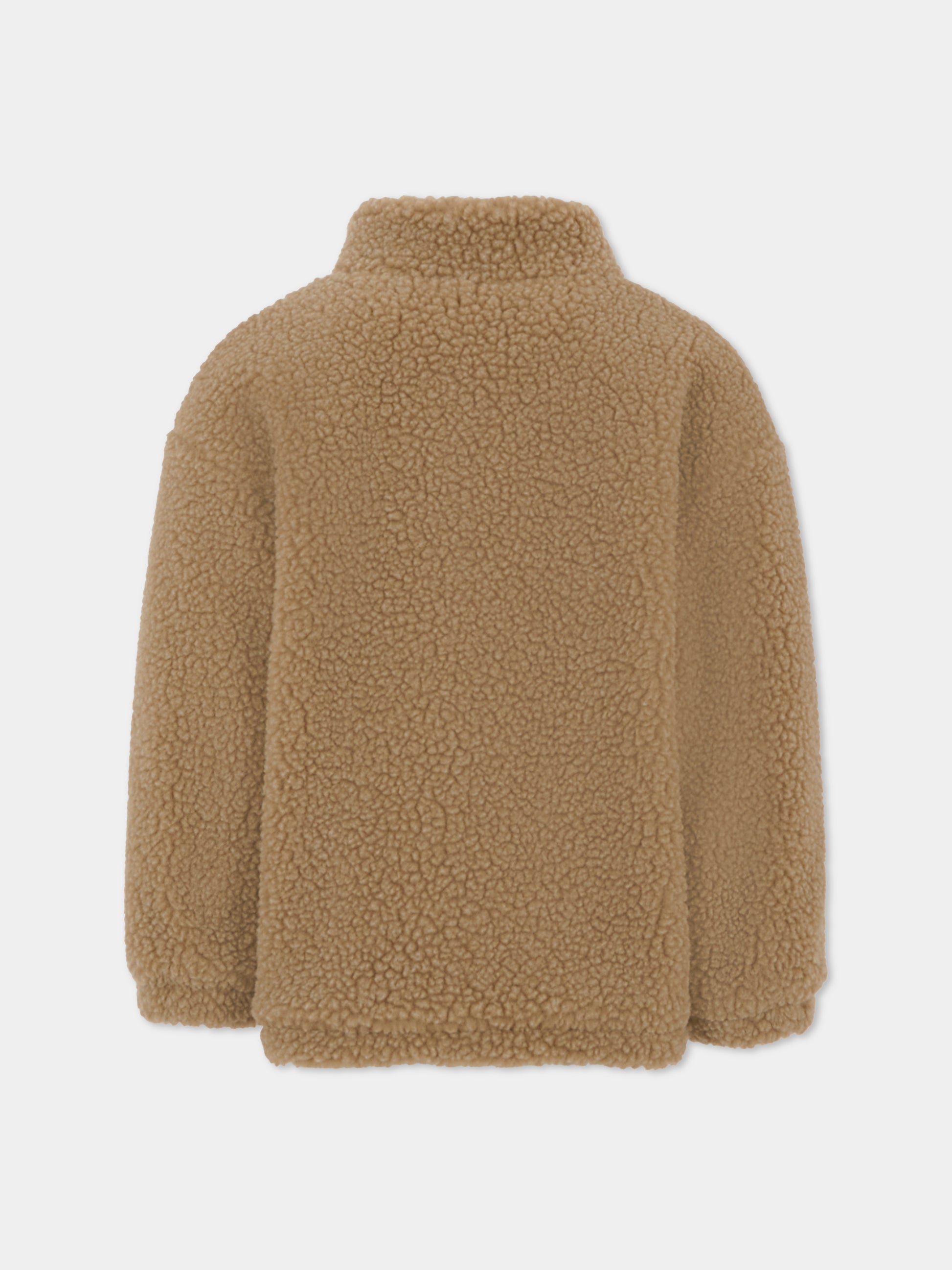 Ecopelliccia marrone per bambina con logo,Fendi Kids,JUA248 AUKQ F1S9S