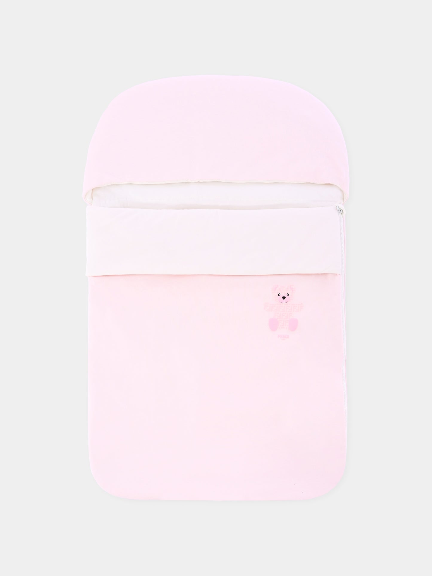 Sacco nanna rosa per neonata con orsetto Fendi,Fendi Kids,BUJ306 ST8 F0C11