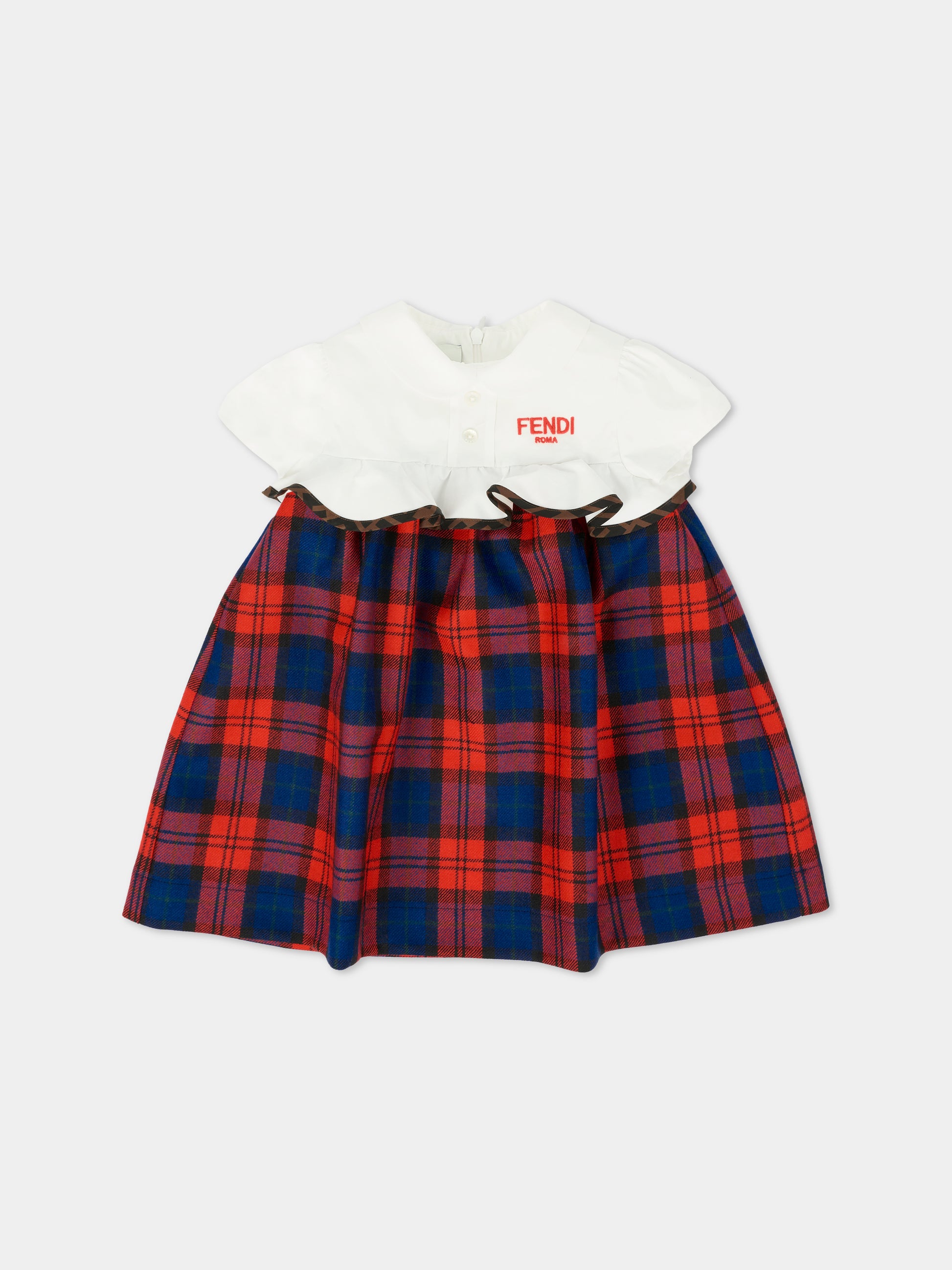 Vestito rosso per neonata con logo,Fendi Kids,BFB565 AUKJ F1SAX