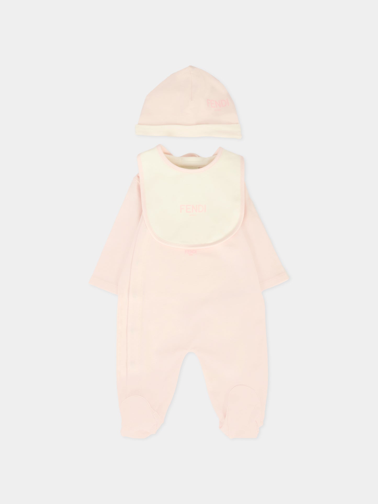 Set tutine rosa per neonata con orsetto Fendi,Fendi Kids,BUK141 ST8 F0C11