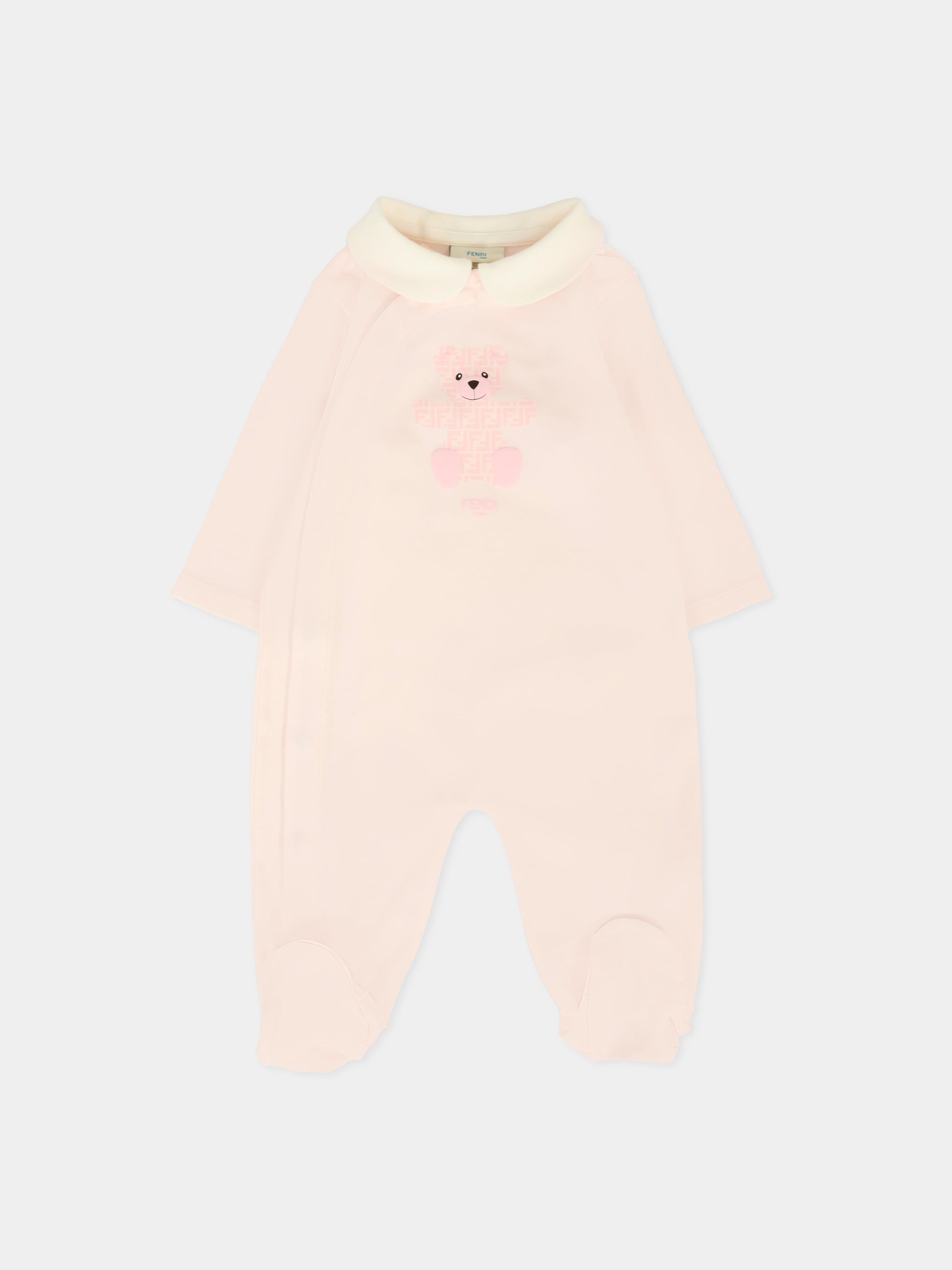 Set tutine rosa per neonata con orsetto Fendi,Fendi Kids,BUK141 ST8 F0C11