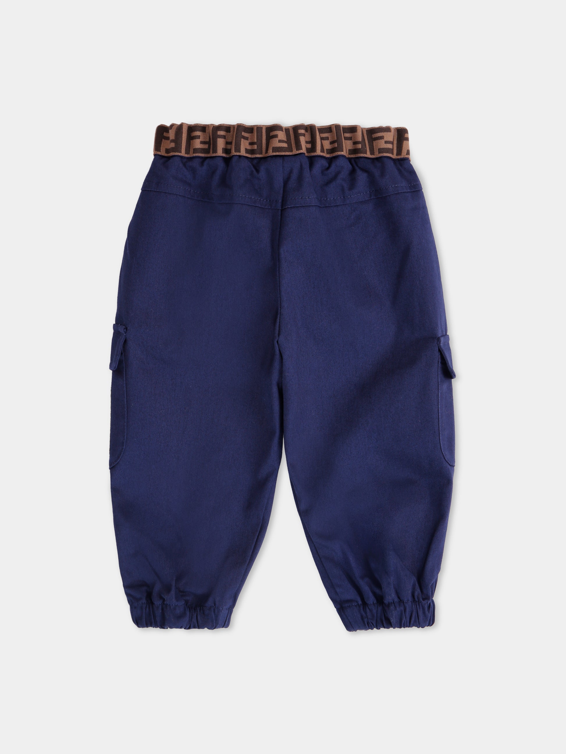 Pantaloni cargo blu per neonato,Fendi Kids,BMF257 AS5Y F1I11