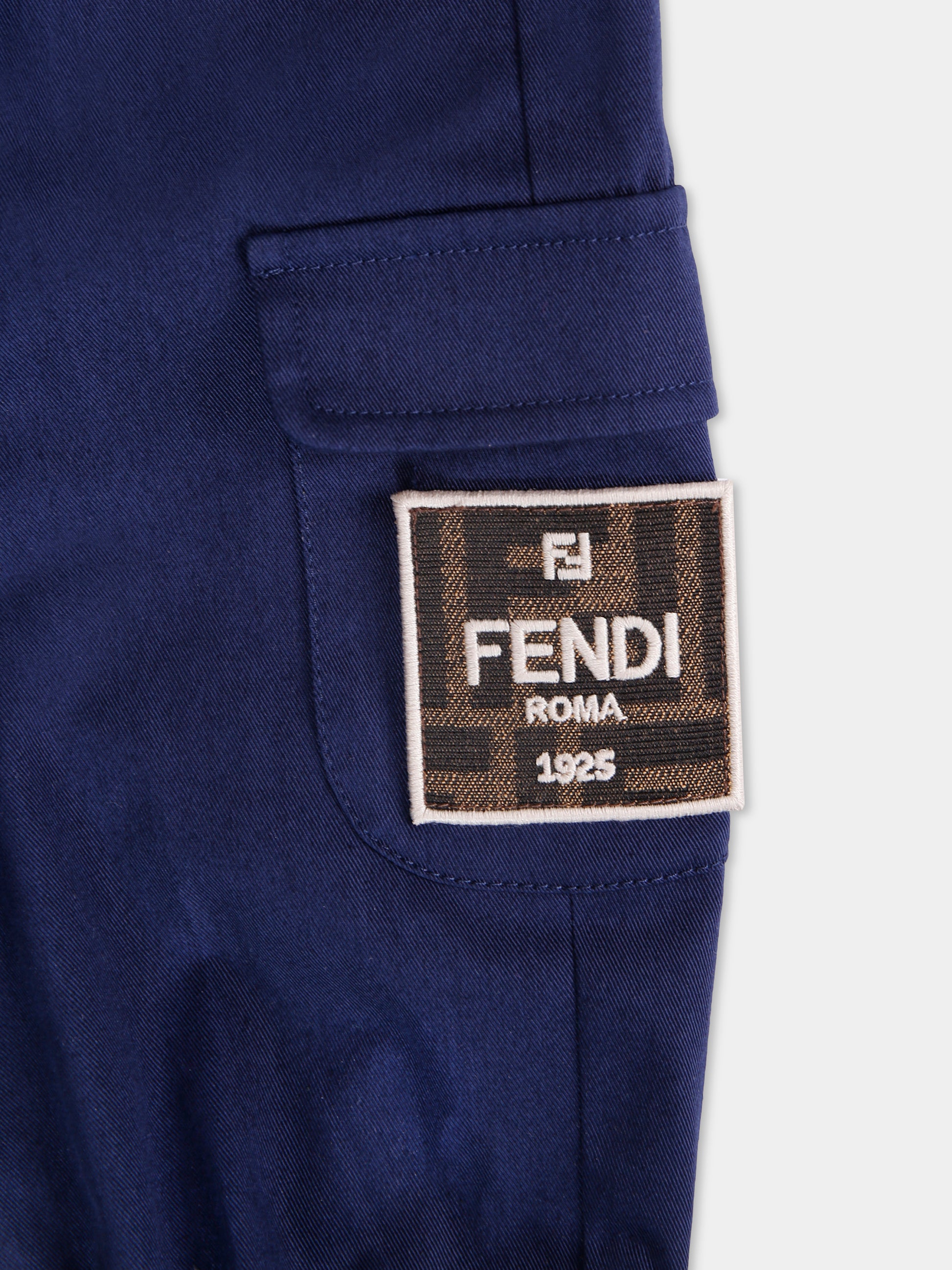 Pantaloni cargo blu per neonato,Fendi Kids,BMF257 AS5Y F1I11