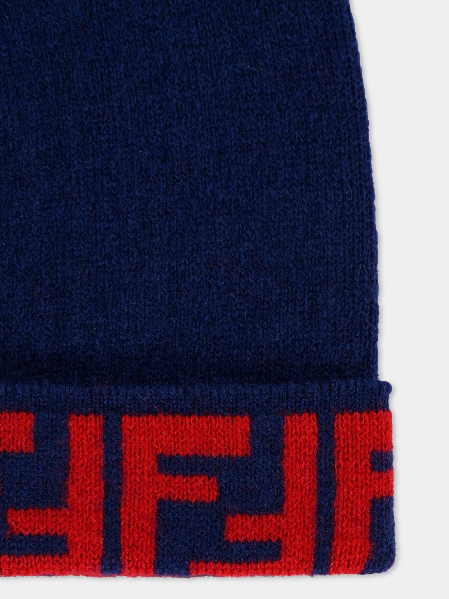 Cappello blu per bambini con FF,Fendi Kids,JUP063 AO29 F08B9