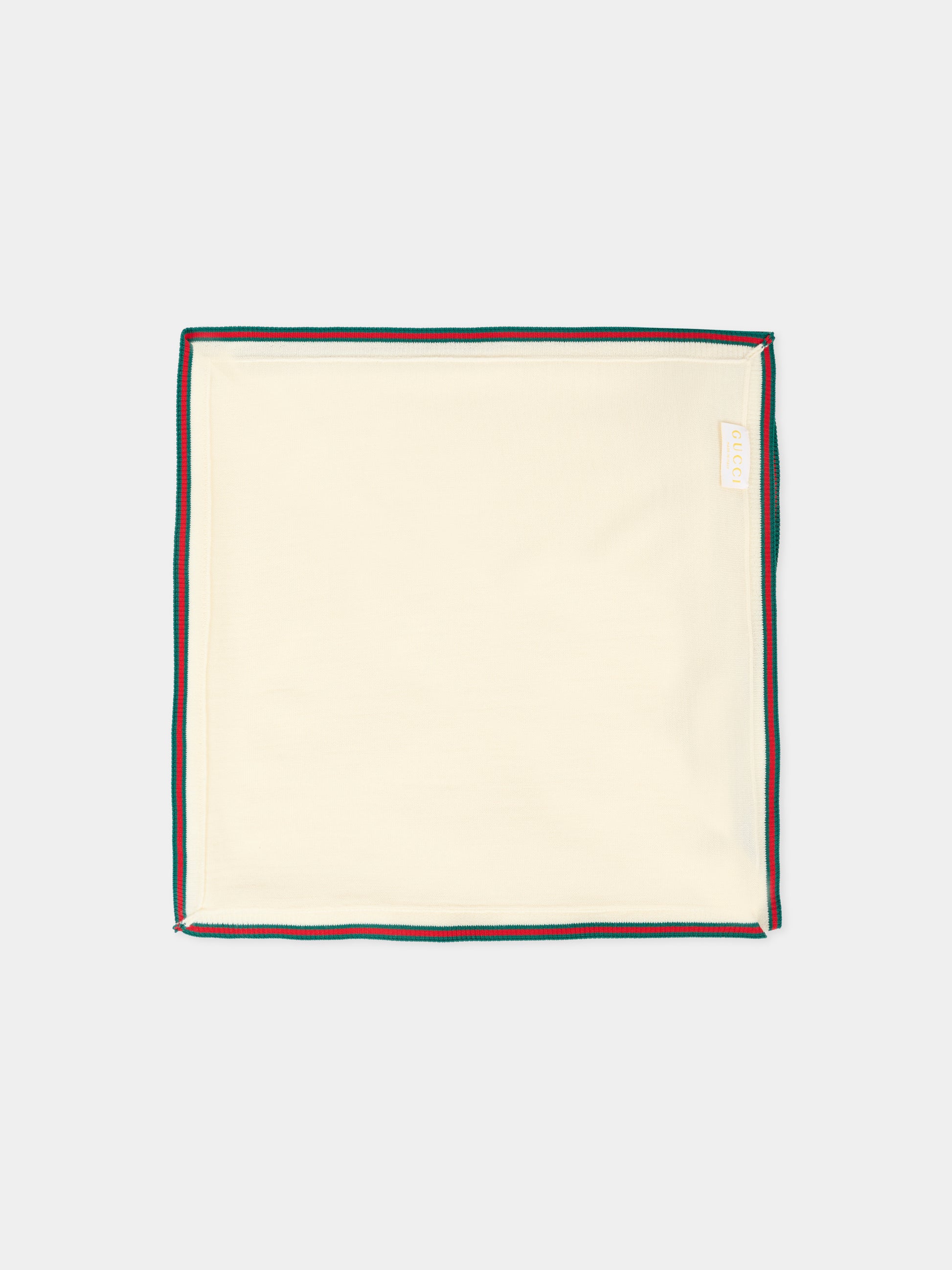 Coperta avorio per neonati con dettaglio Web,Gucci Kids,828916 3K206 9166
