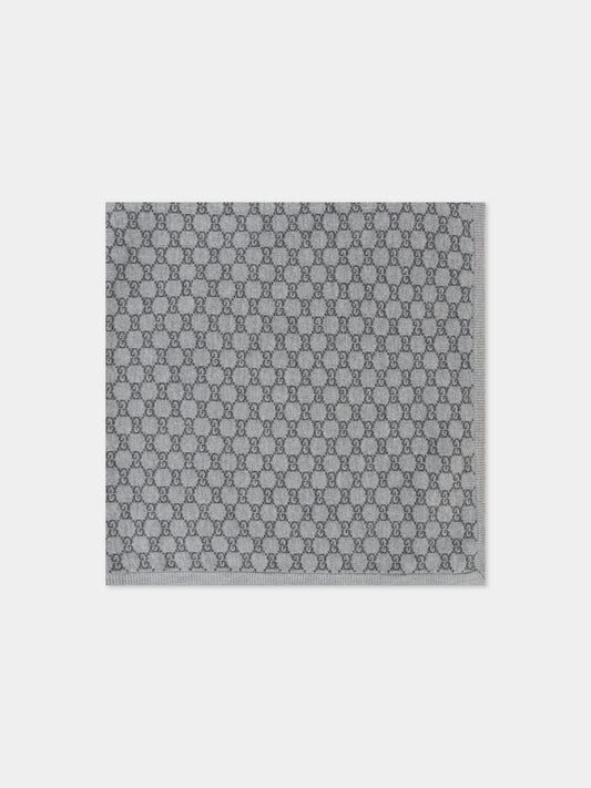 Coperta grigia per neonati con motivo GG,Gucci Kids,835345 3K206 1261