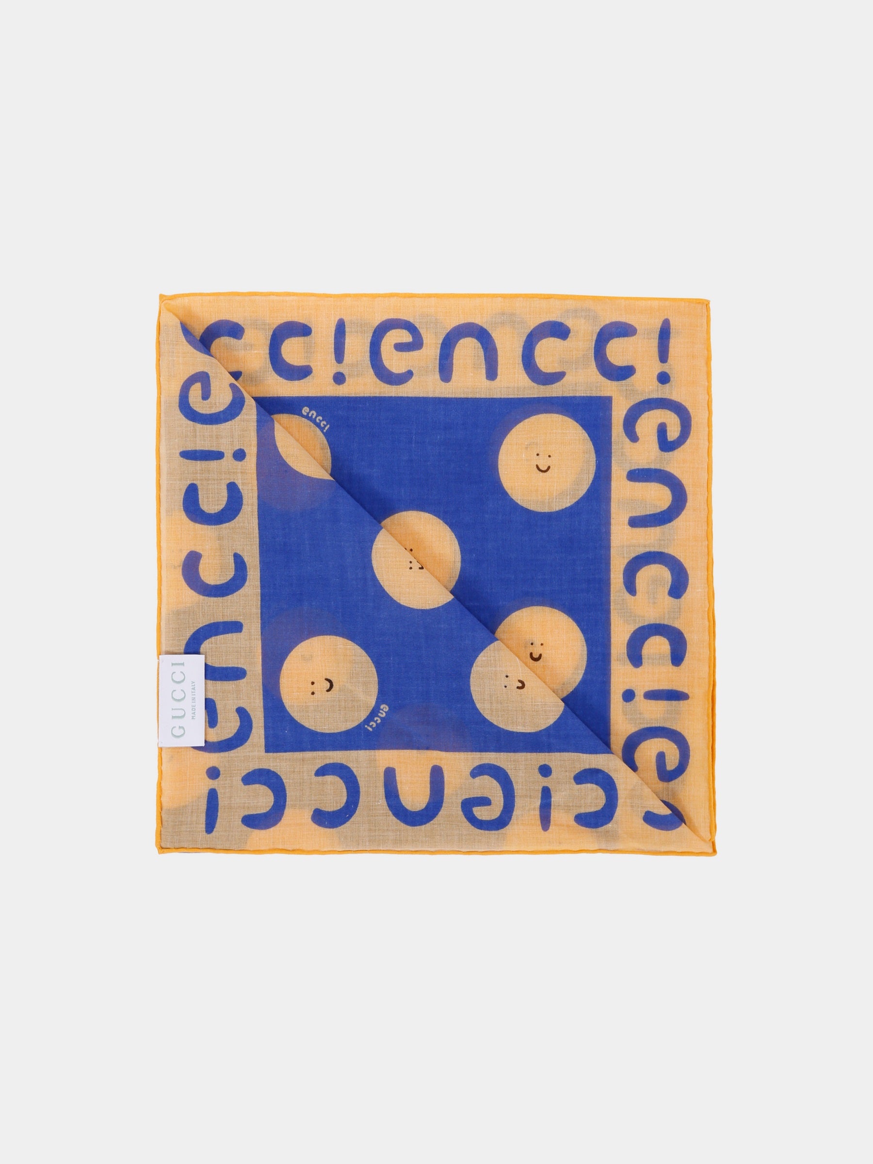 Sciarpa blu per bambini con sole sorridente,Gucci Kids,831946 4K427 4375