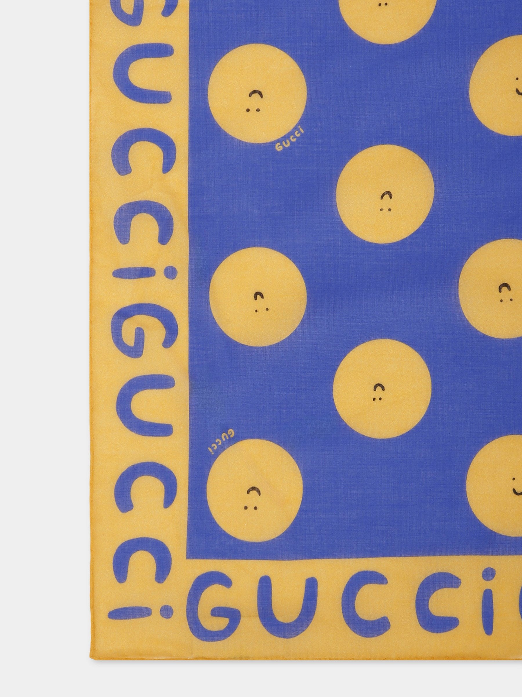 Sciarpa blu per bambini con sole sorridente,Gucci Kids,831946 4K427 4375