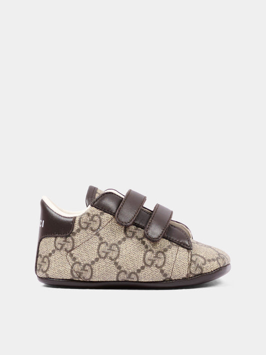 Sneakers beige per neonato con GG