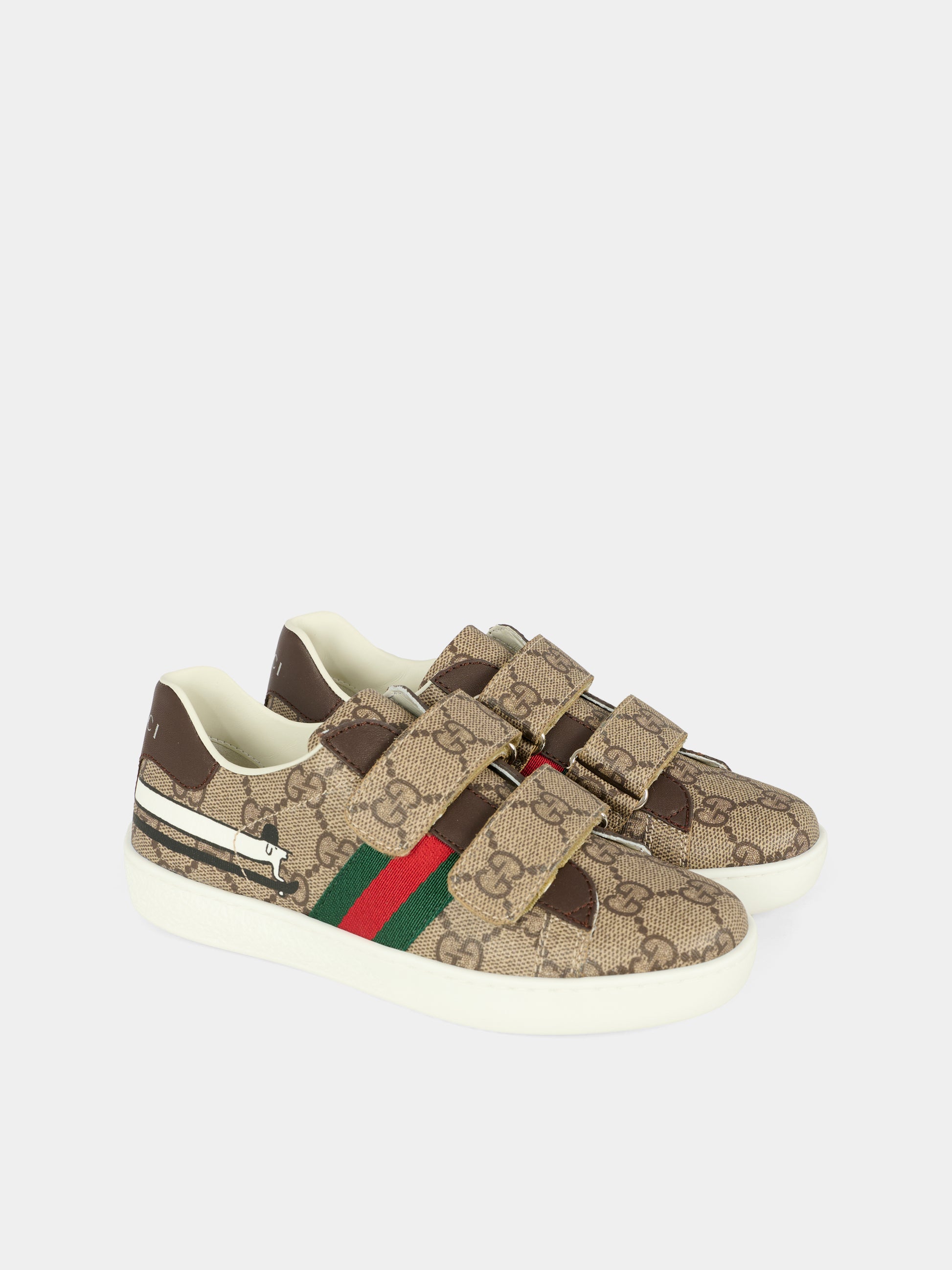 Sneakers Ace beige per bambini con cane Gucci,Gucci Kids,463090 FAEZC 8549