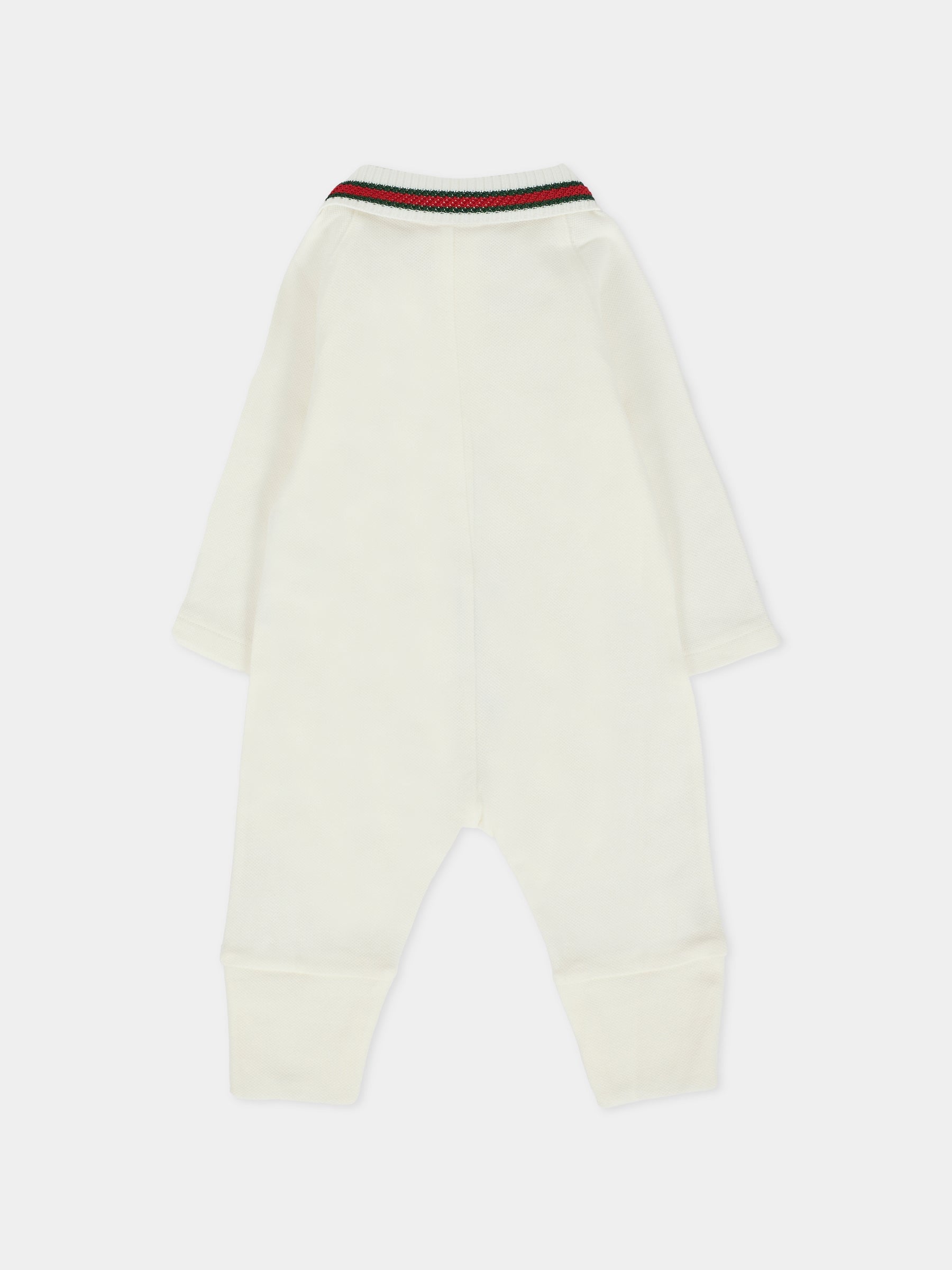 Tutina bianca per neonati con dettaglio Web,Gucci Kids,825183 XJHAM 9024