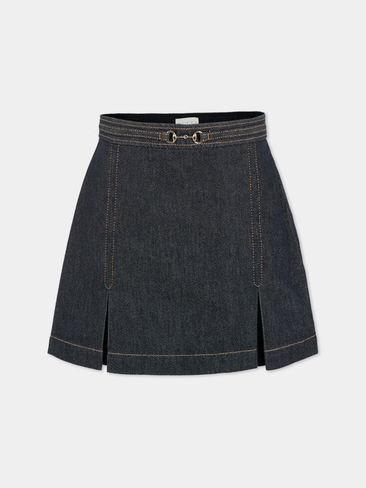 Gonna denim per bambina con morsetto,Gucci Kids,827450 XDDCP 4100