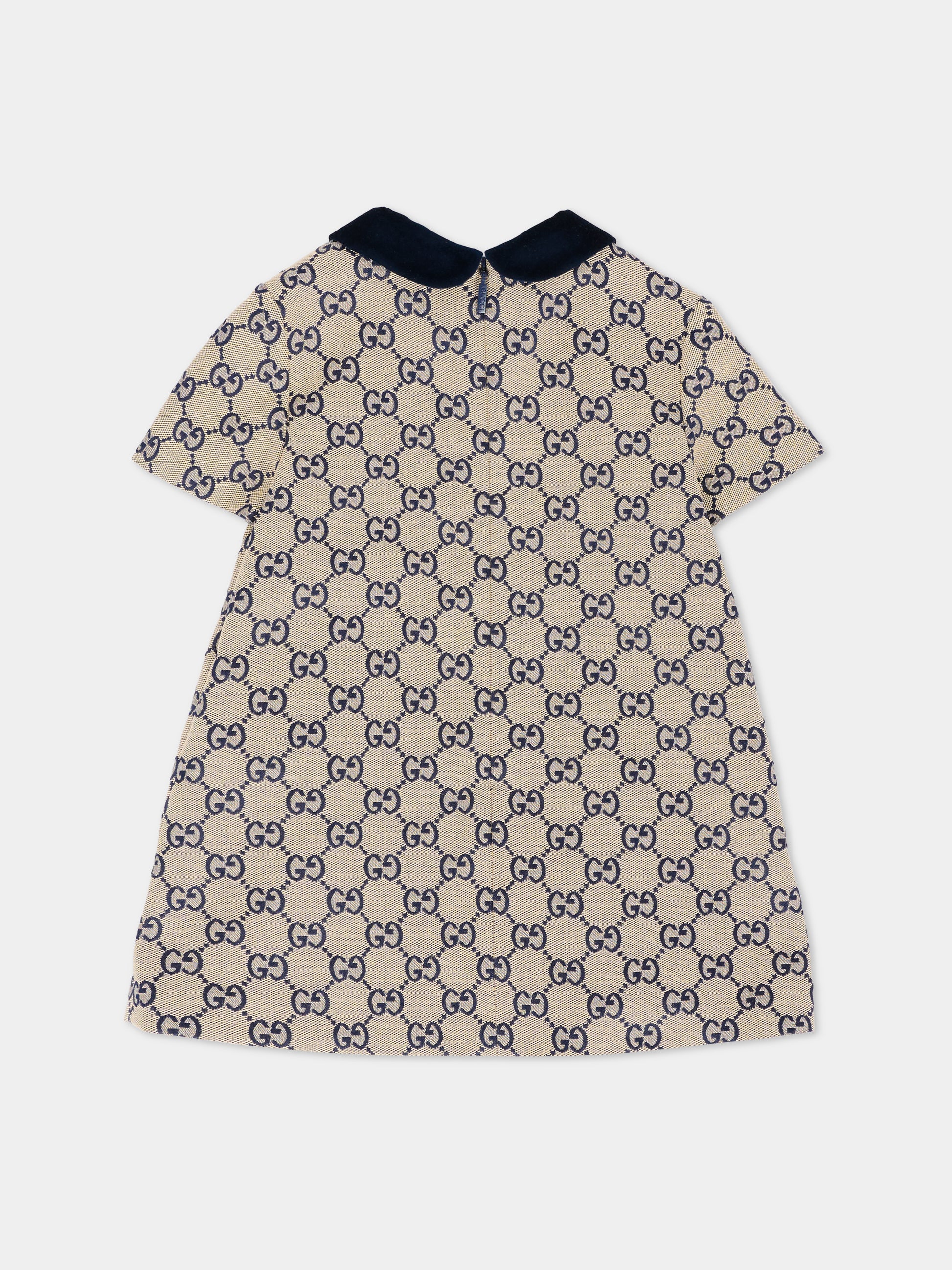 Vestito beige per neonata con fiocchi,Gucci Kids,828494 XWA2M 9118