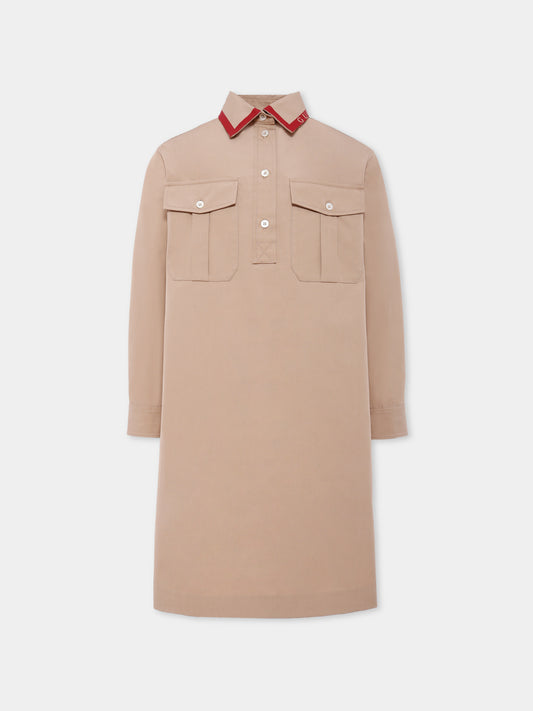 Vestito beige per bambina con logo,Gucci Kids,828484 XWA5O 2141