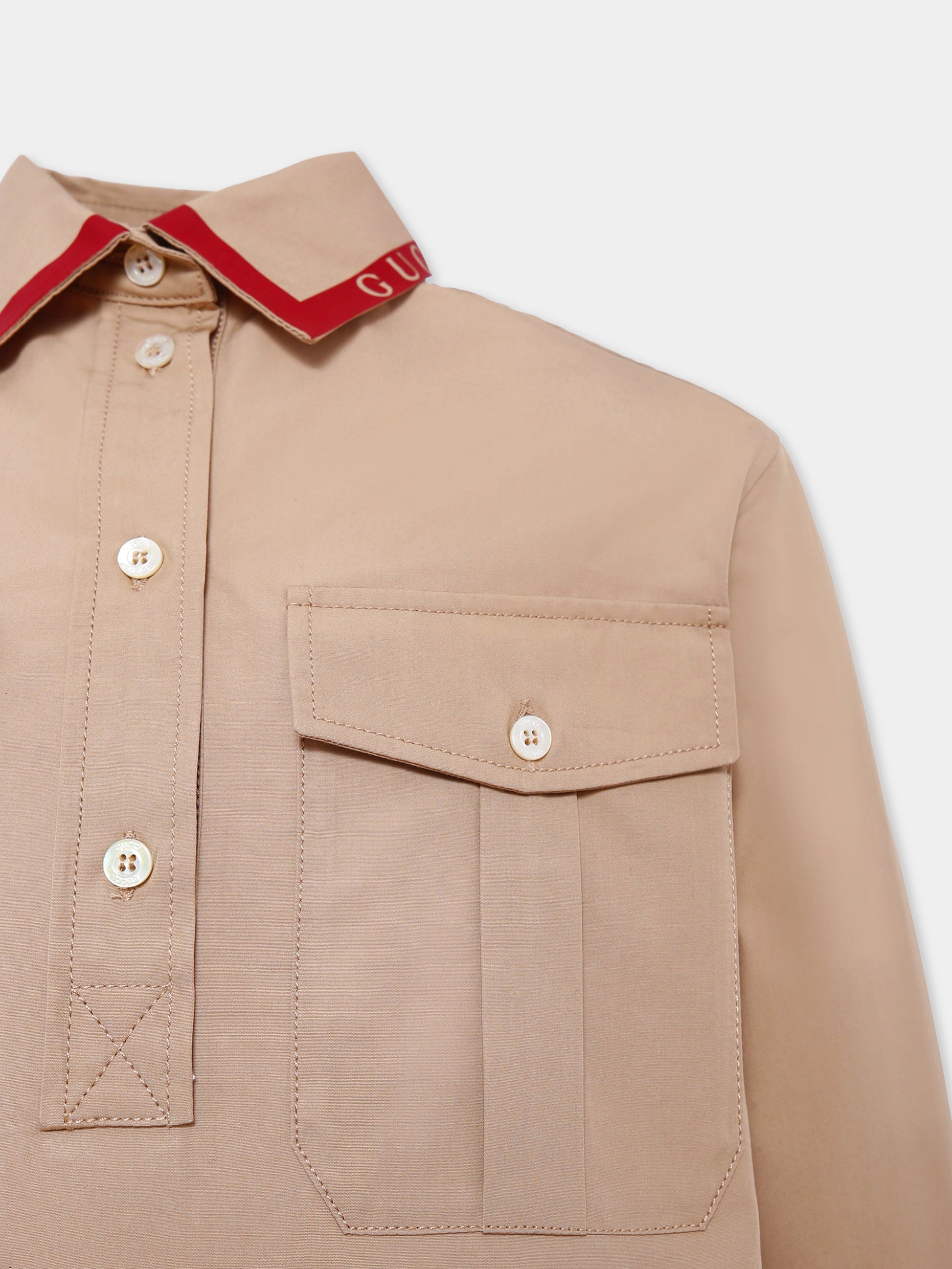 Vestito beige per bambina con logo,Gucci Kids,828484 XWA5O 2141