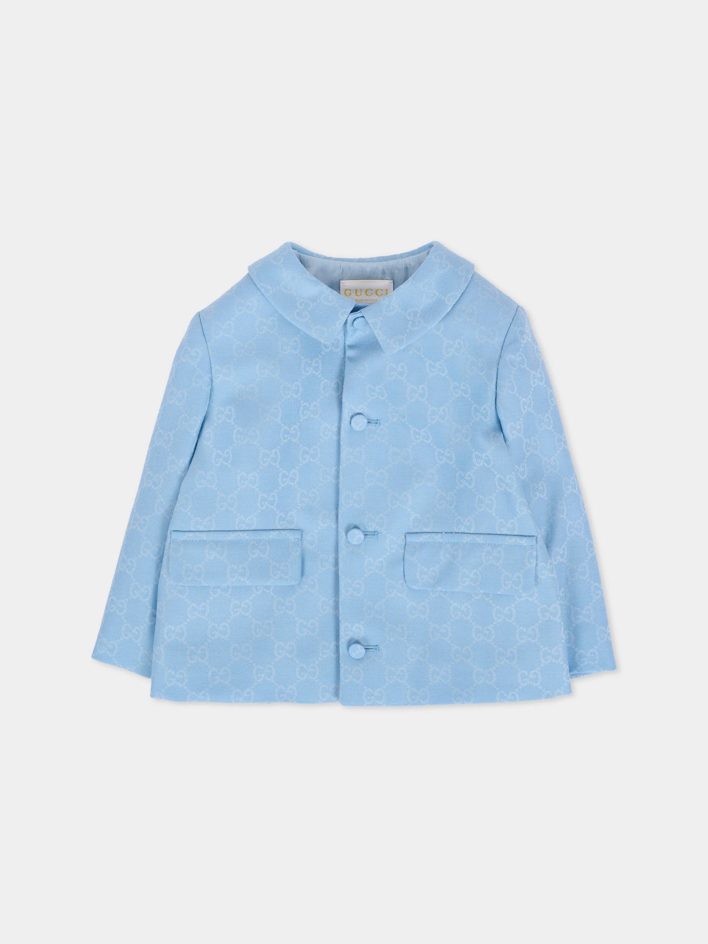 Giacca azzurra per neonato con GG,Gucci Kids,824864 XWA5D 4488