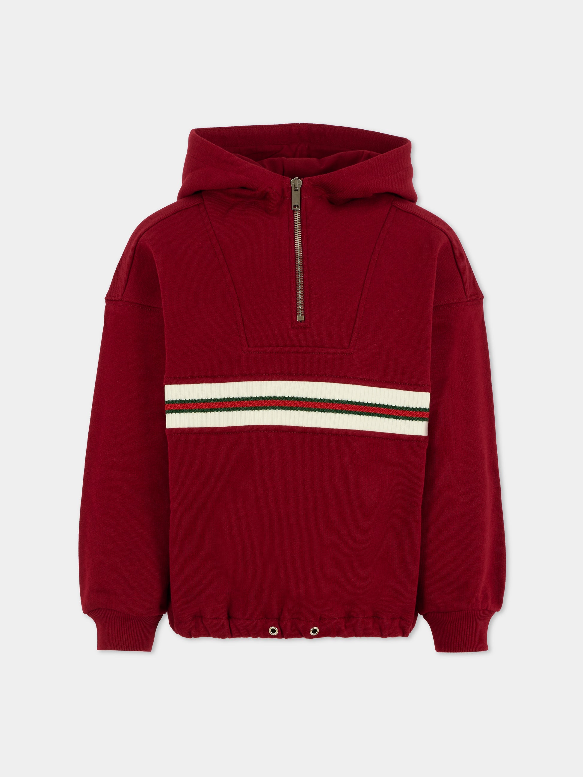 Felpa rossa per bambini con dettaglio Web,Gucci Kids,825176 XJHAQ 6318