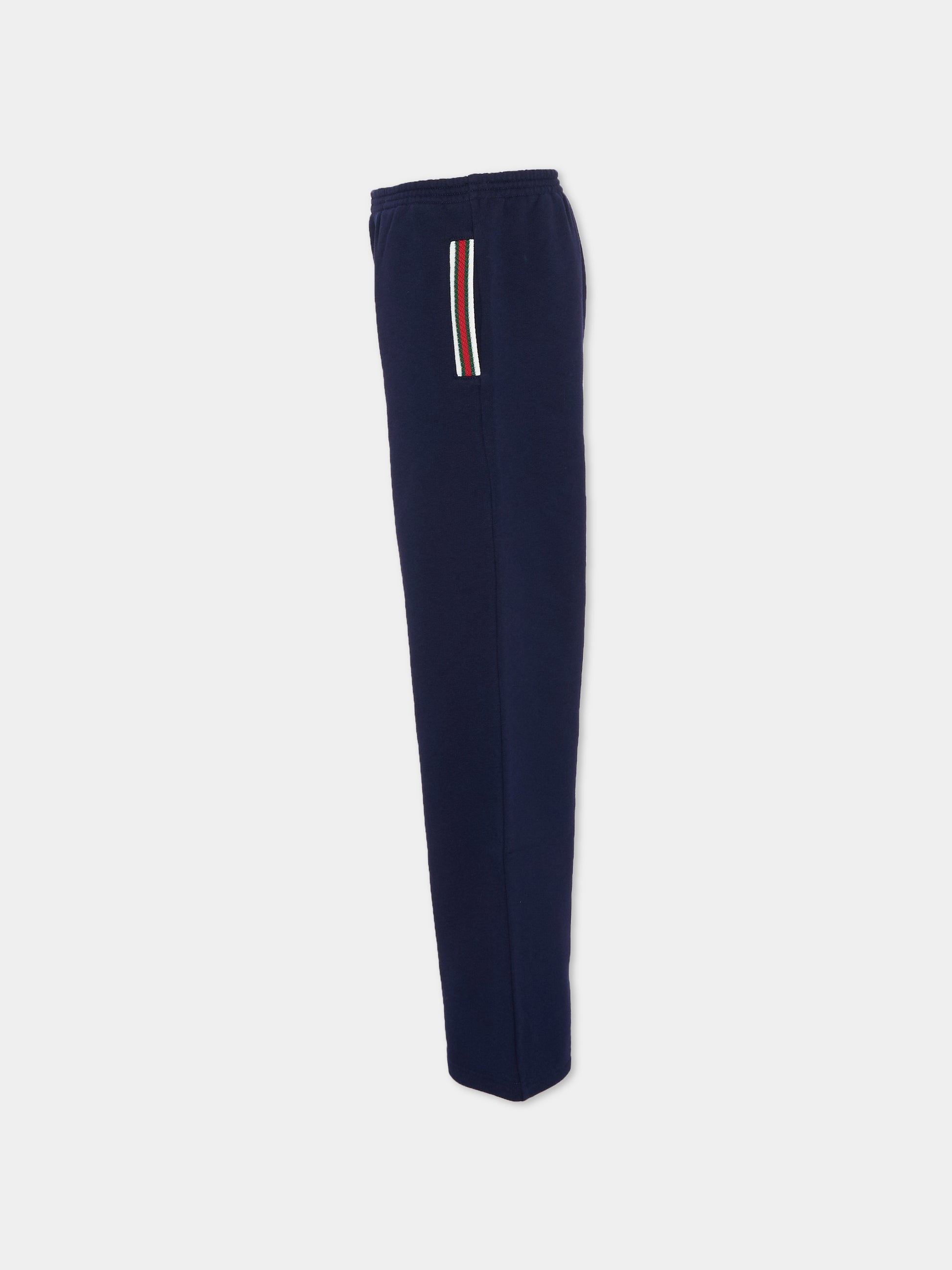 Pantaloni blu per bambini con dettaglio Web,Gucci Kids,825179 XJHAQ 4780
