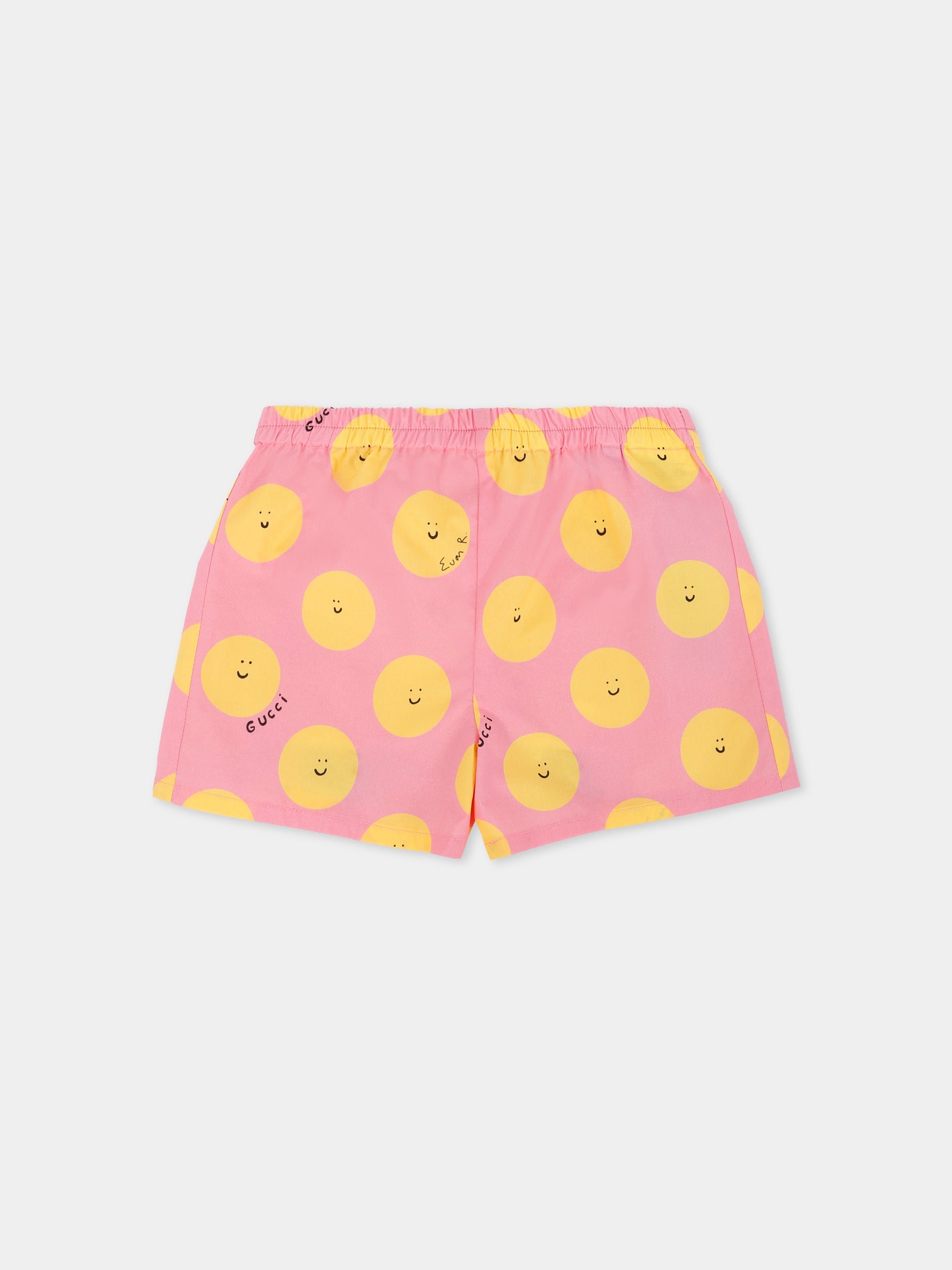 Shorts rosa per neonata con sole sorridente,Gucci Kids,831750 XWA5L 5975