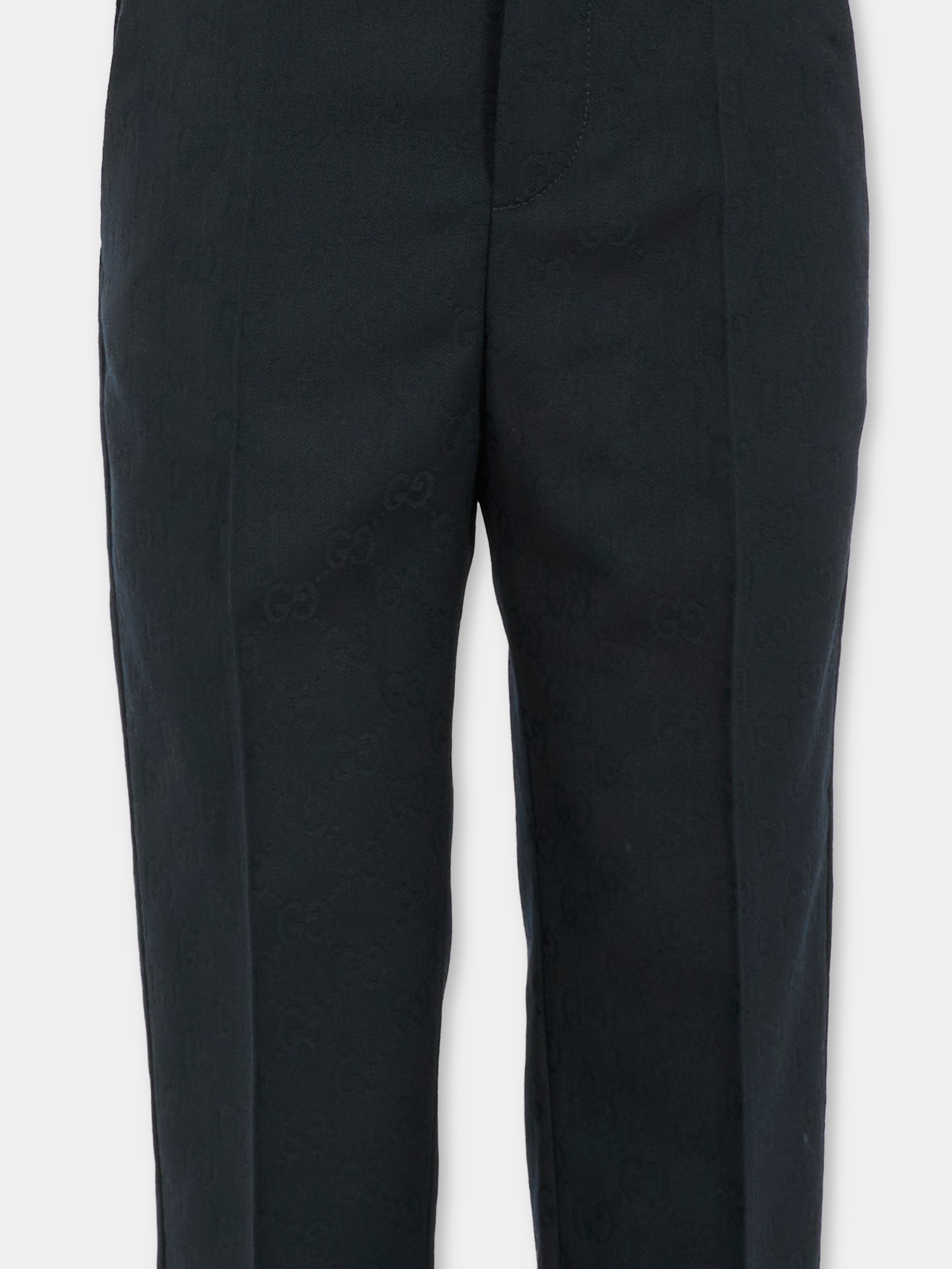Pantaloni blu per bambino con GG,Gucci Kids,824833 XWA5C 4440