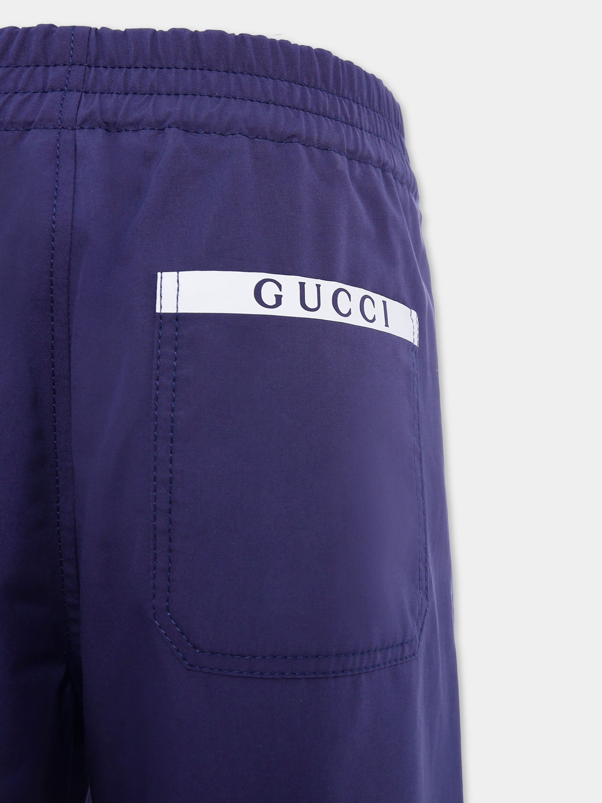 Pantaloni blu per bambino con logo,Gucci Kids,824845 XWA3V 4246