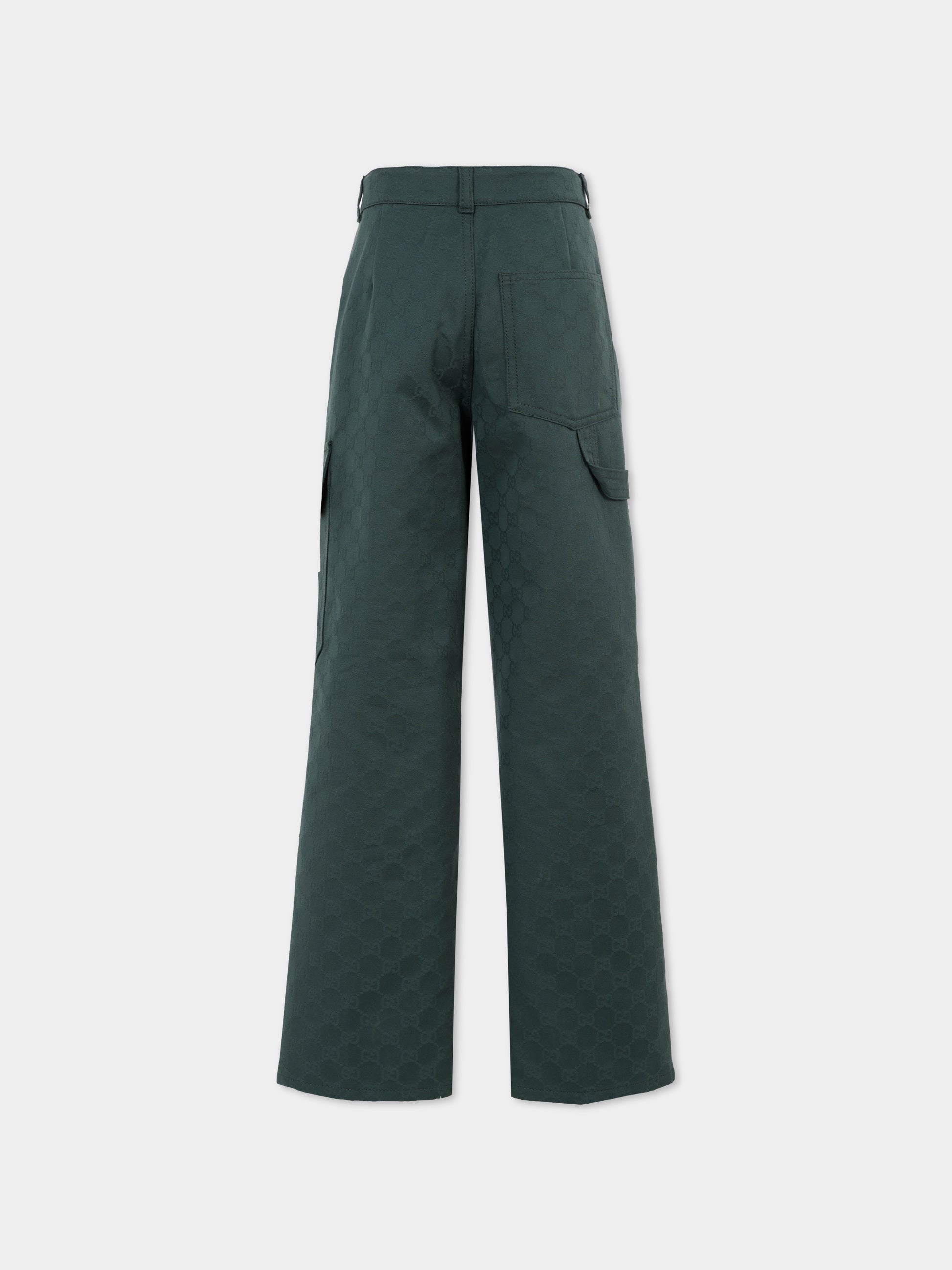 Pantaloni verdi per bambino con motivo GG,Gucci Kids,826643 XDC9J 1214