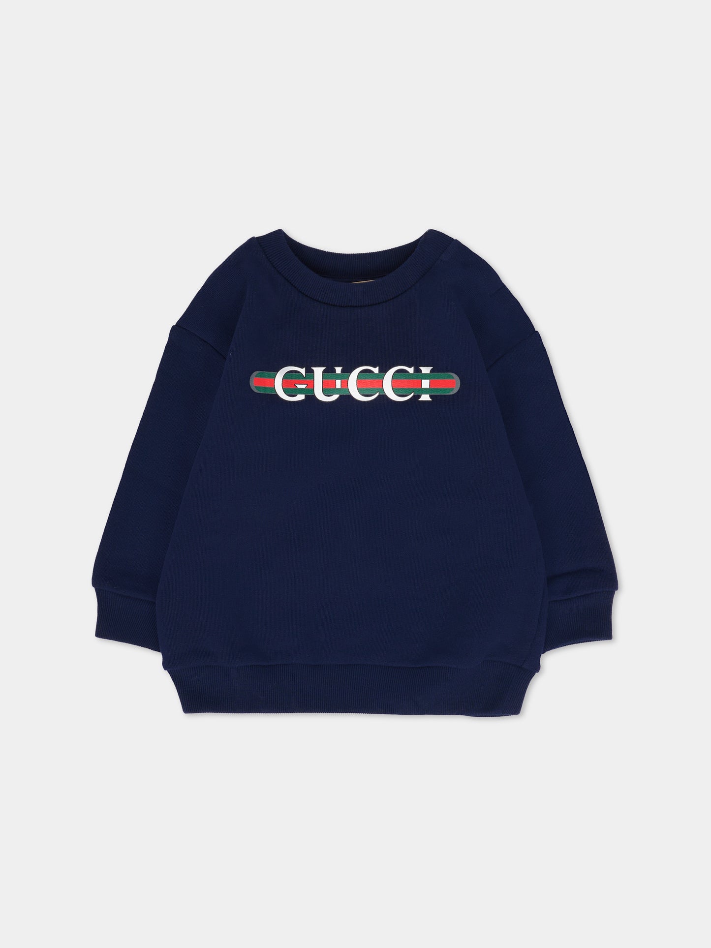 Felpa blu per neonati con logo,Gucci Kids,629430 XJGPJ 4392