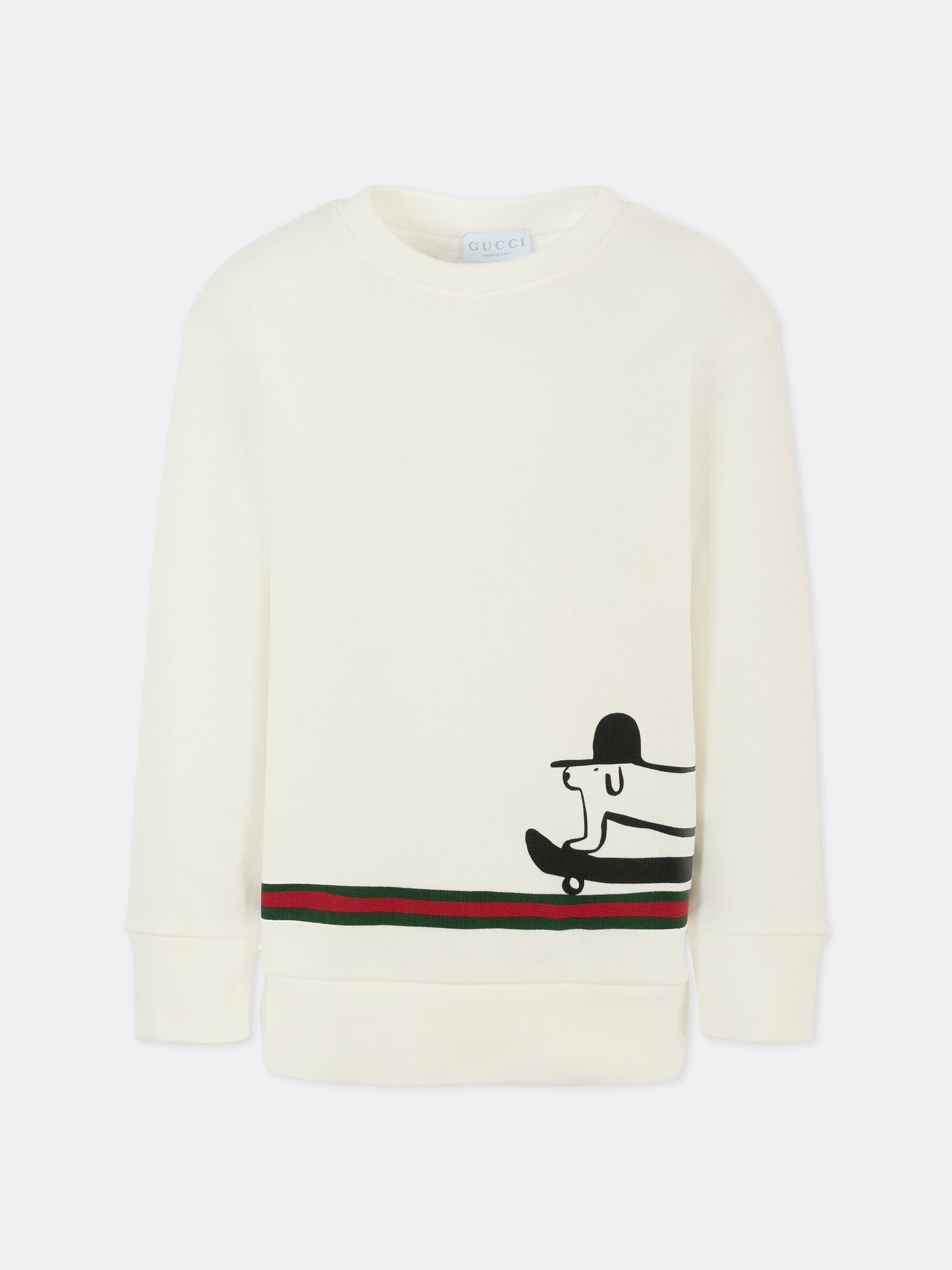 Felpa bianca per bambini con stampa cane,Gucci Kids,569693 XJHCA 9214