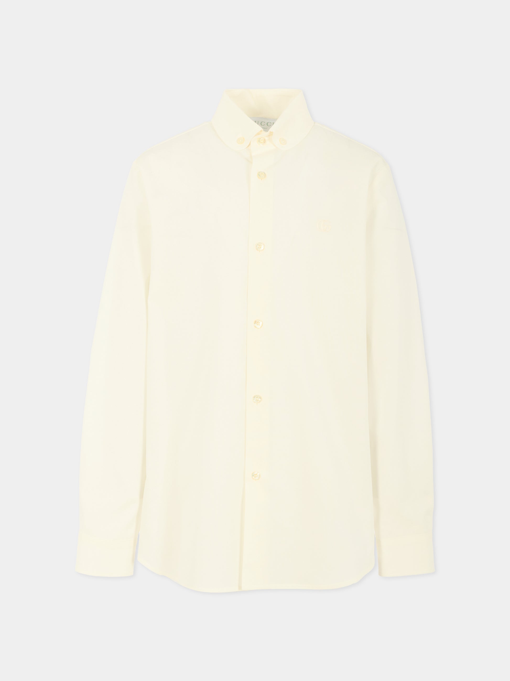 Camicia avorio per bambino con logo ricamato,Gucci Kids,834592 XWA5G 9072