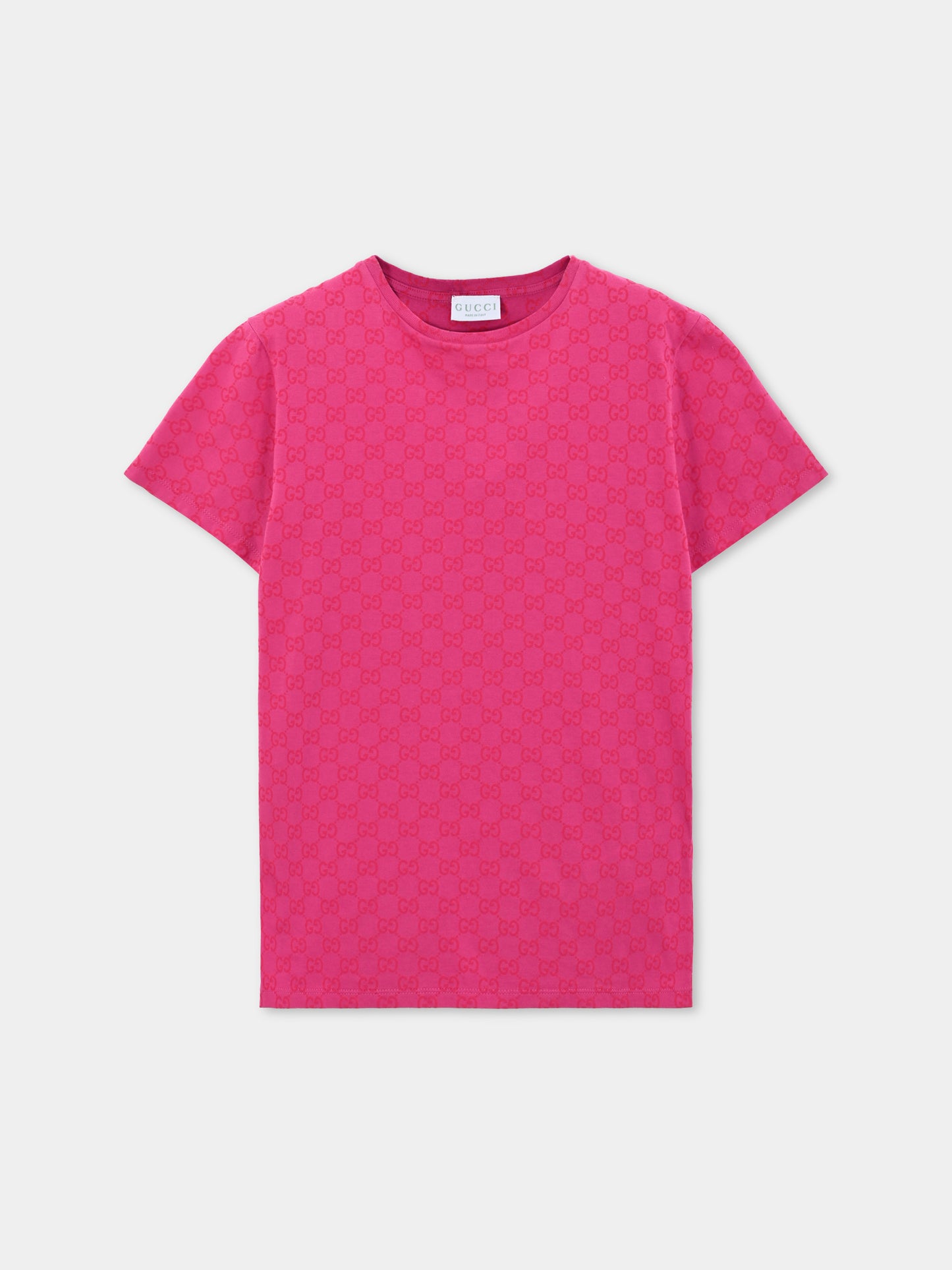 T-shirt fucsia per bambina con motivo GG,Gucci Kids,610190 XJHE8 5015