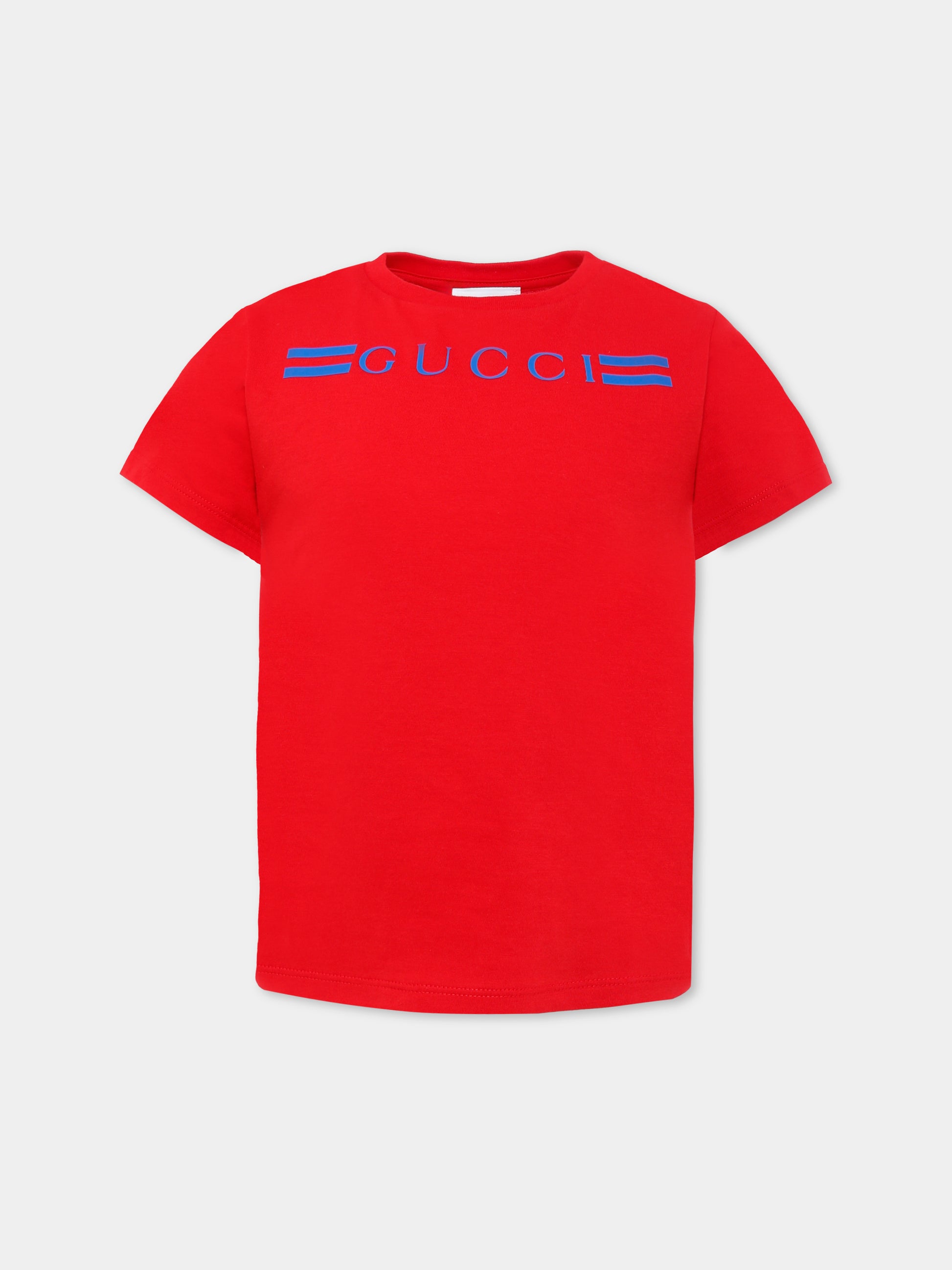 T-shirt rossa per bambini con logo,Gucci Kids,547559 XJHBQ 6178