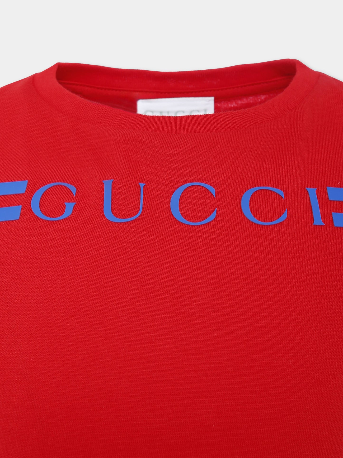 T-shirt rossa per bambini con logo,Gucci Kids,547559 XJHBQ 6178