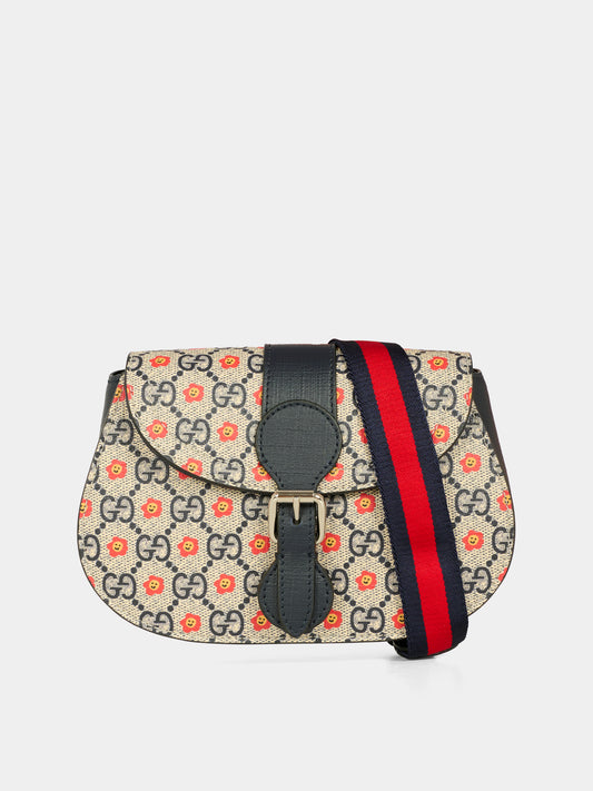 Marsupio blu per bambina con fiori,Gucci Kids,835822 FAEYW 8557