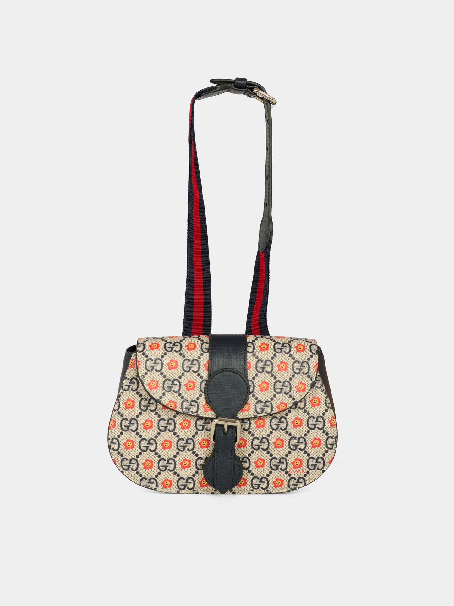 Marsupio blu per bambina con fiori,Gucci Kids,835822 FAEYW 8557