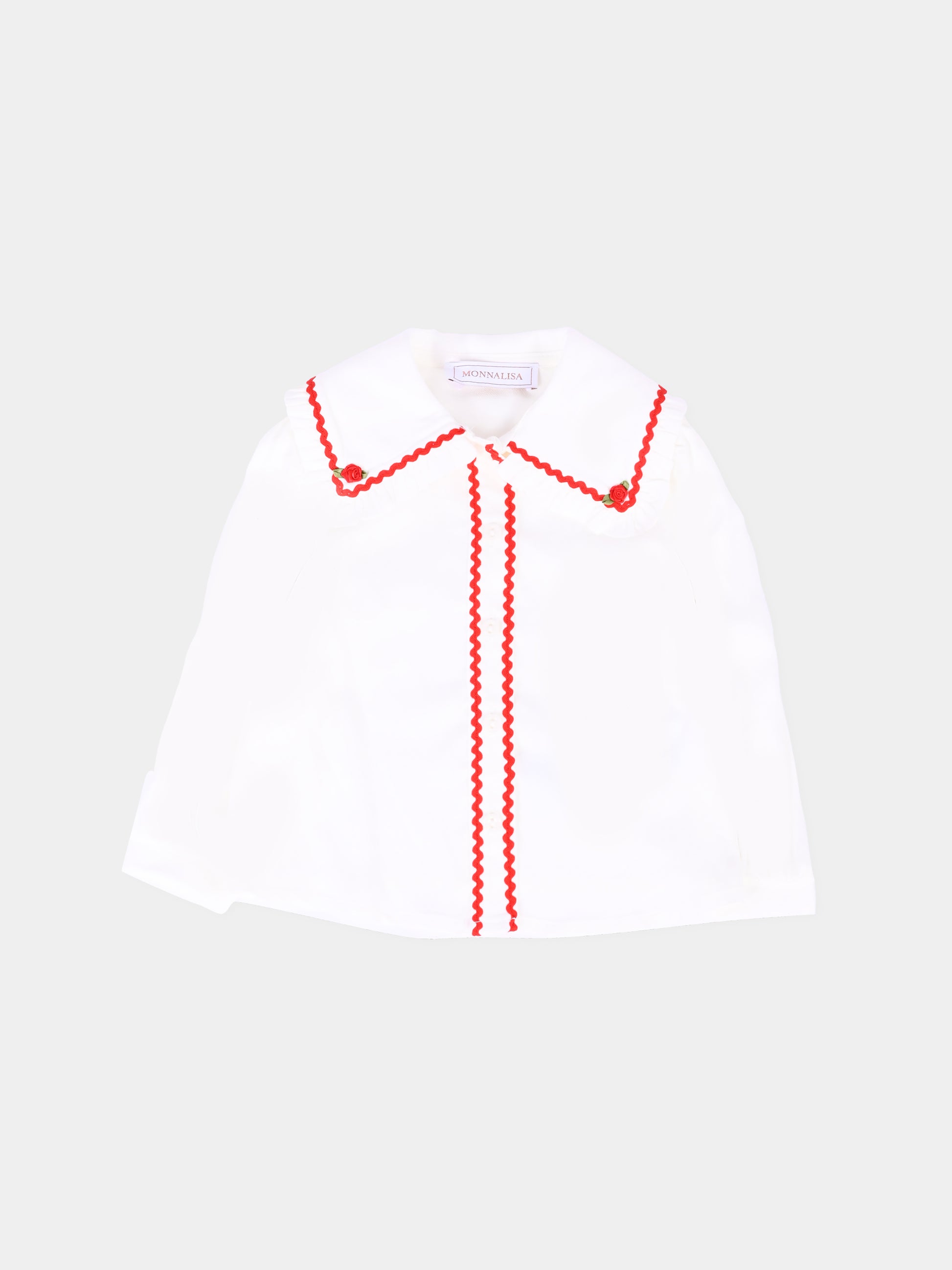 Camicia bianca per neonata con rose,Monnalisa,31F301 6103 0143