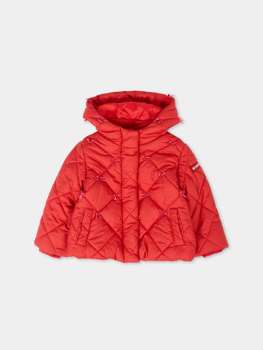 Piumino rosso per neonata con fiocchi,Monnalisa,37F100 6022 0043