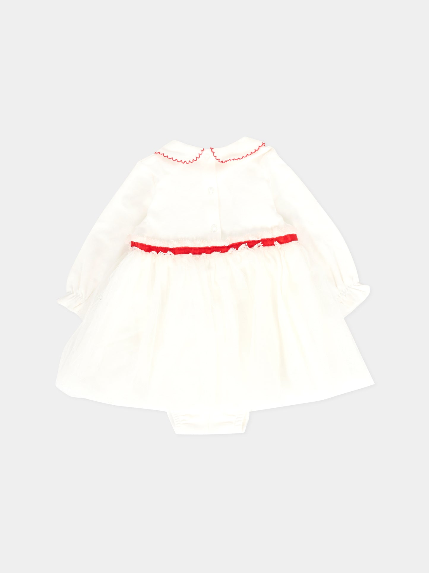 Vestito avorio per neonato con roselline,Monnalisa,35F211 6000 0143