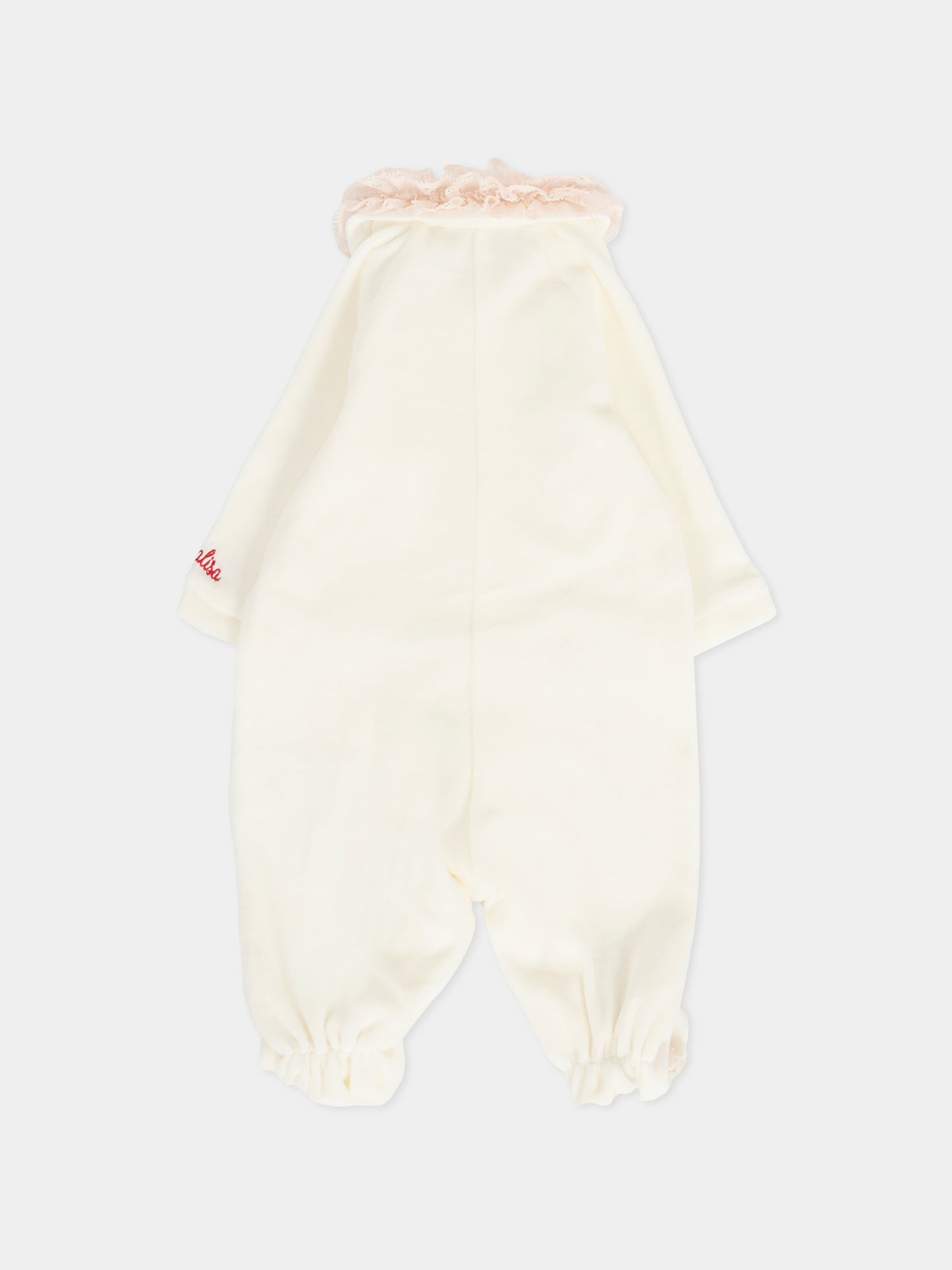 Tutina avorio per neonata con roselline,Monnalisa,35F209 6002 0143