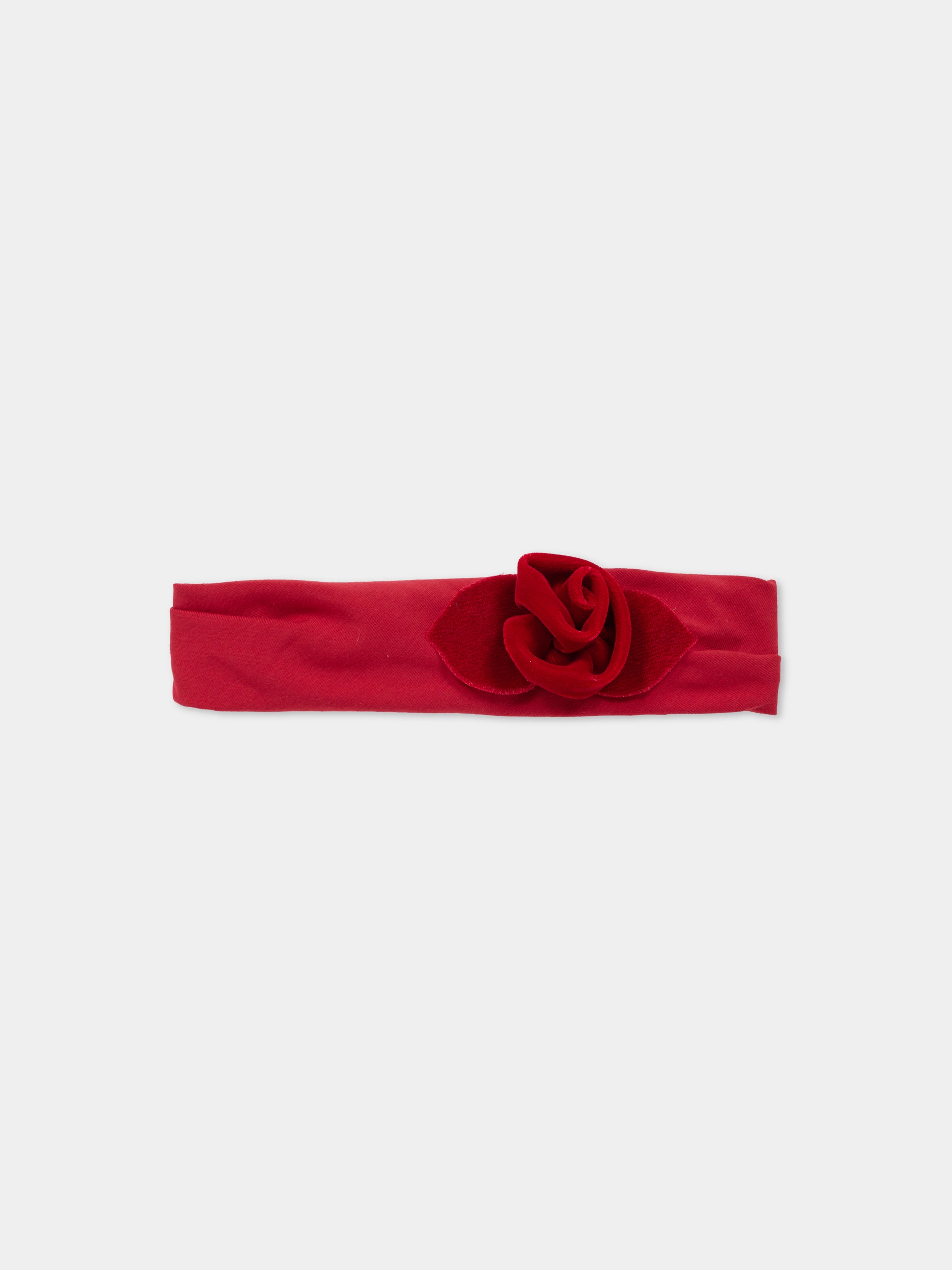 Fascia rossa per neonata con rosa,Monnalisa,73F006 6803 0043