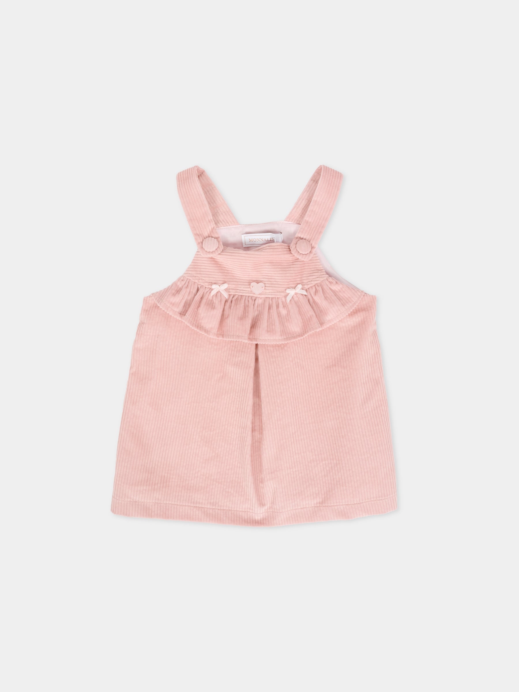 Salopette rosa per neonata con cuore,Monnalisa,37F902 6852 0090