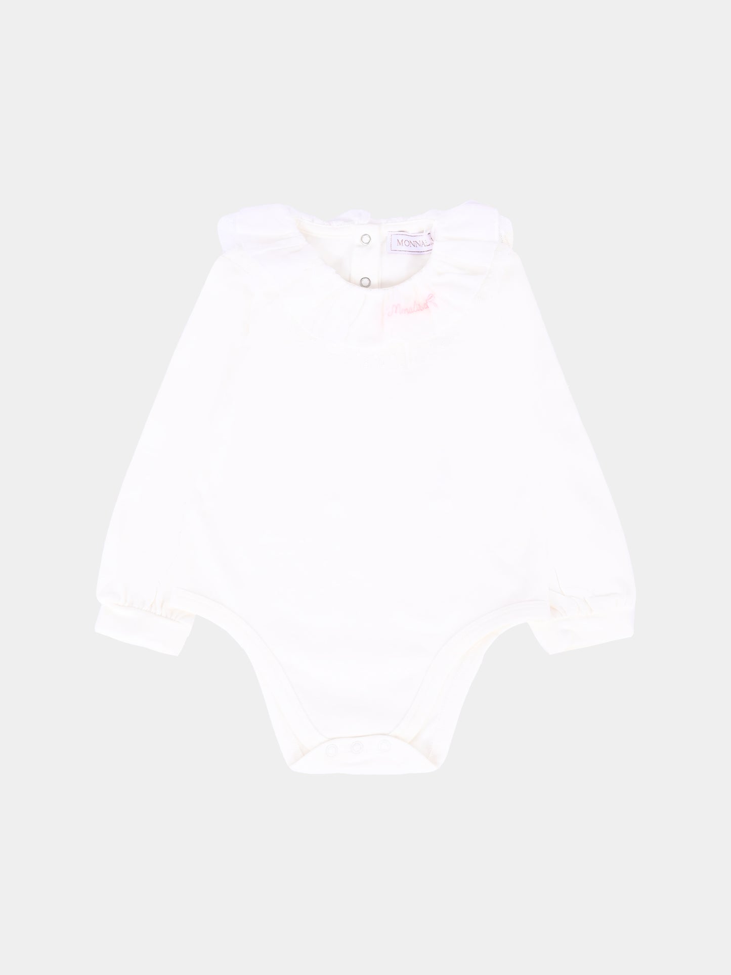 Body bianco per neonata con logo,Monnalisa,37F300 6003 0190