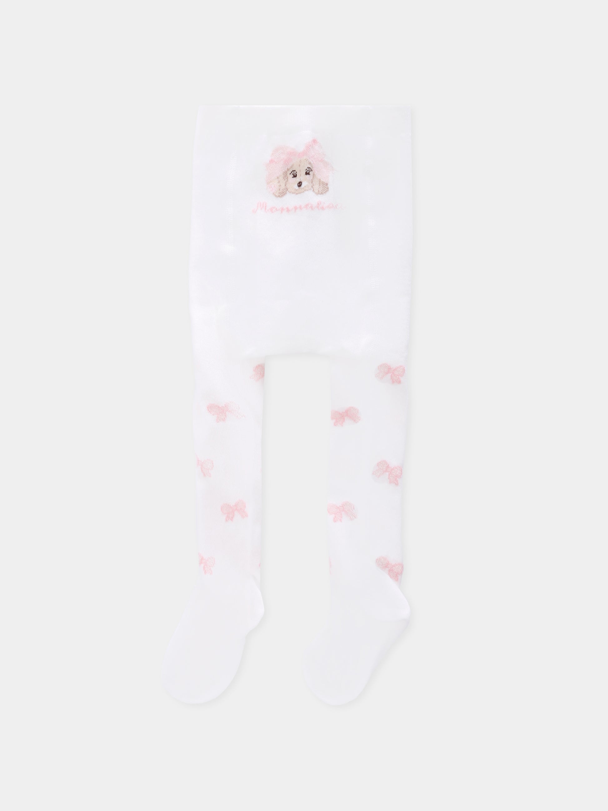 Collant bianchi per neonata con fiocco,Monnalisa,39F000 6076 0190