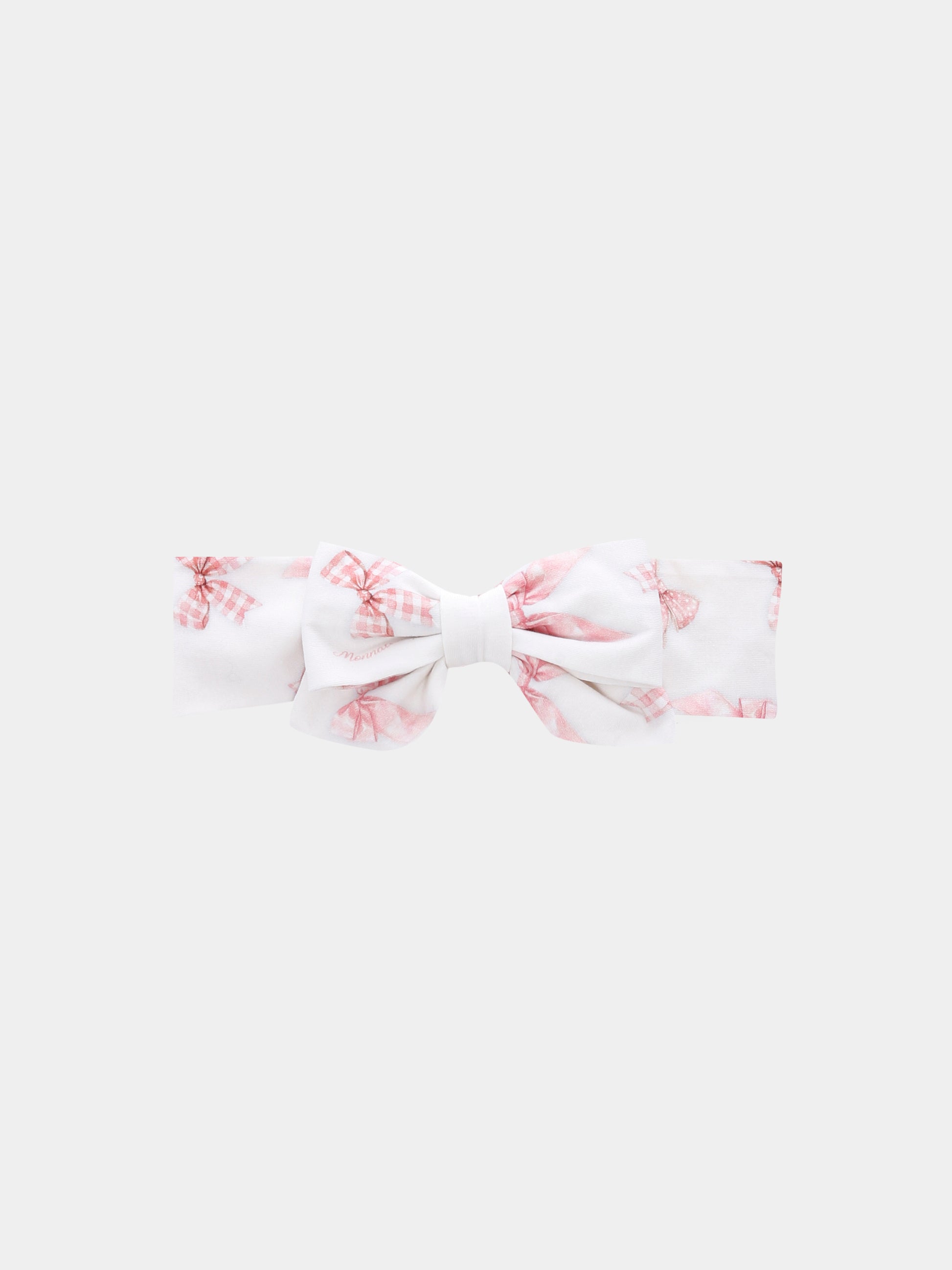 Fascia bianca per neonata con fiocco all over,Monnalisa,39F002 6650 0001