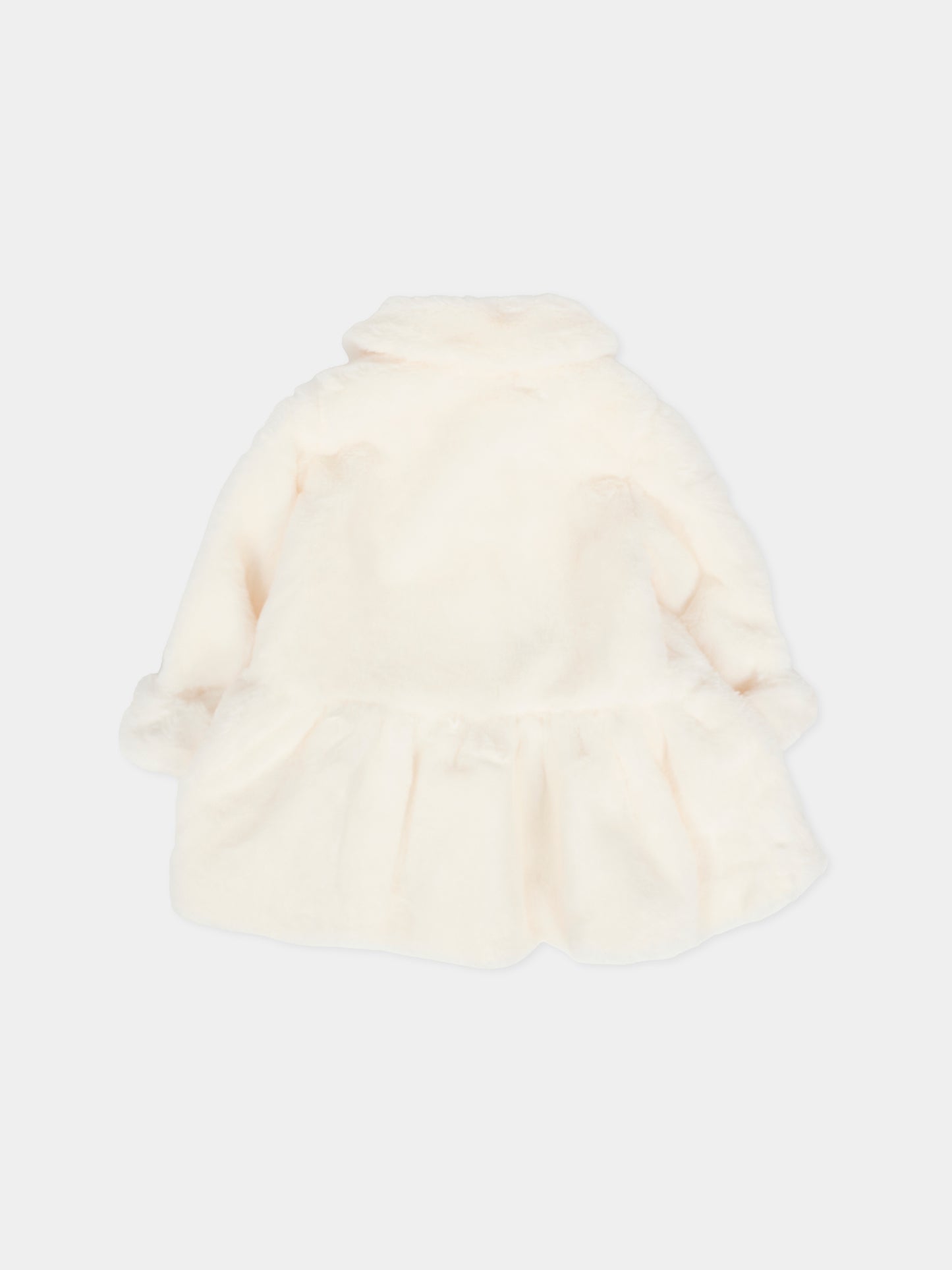 Ecopelliccia avorio per neonata con logo,Monnalisa,73F100 6033 0001